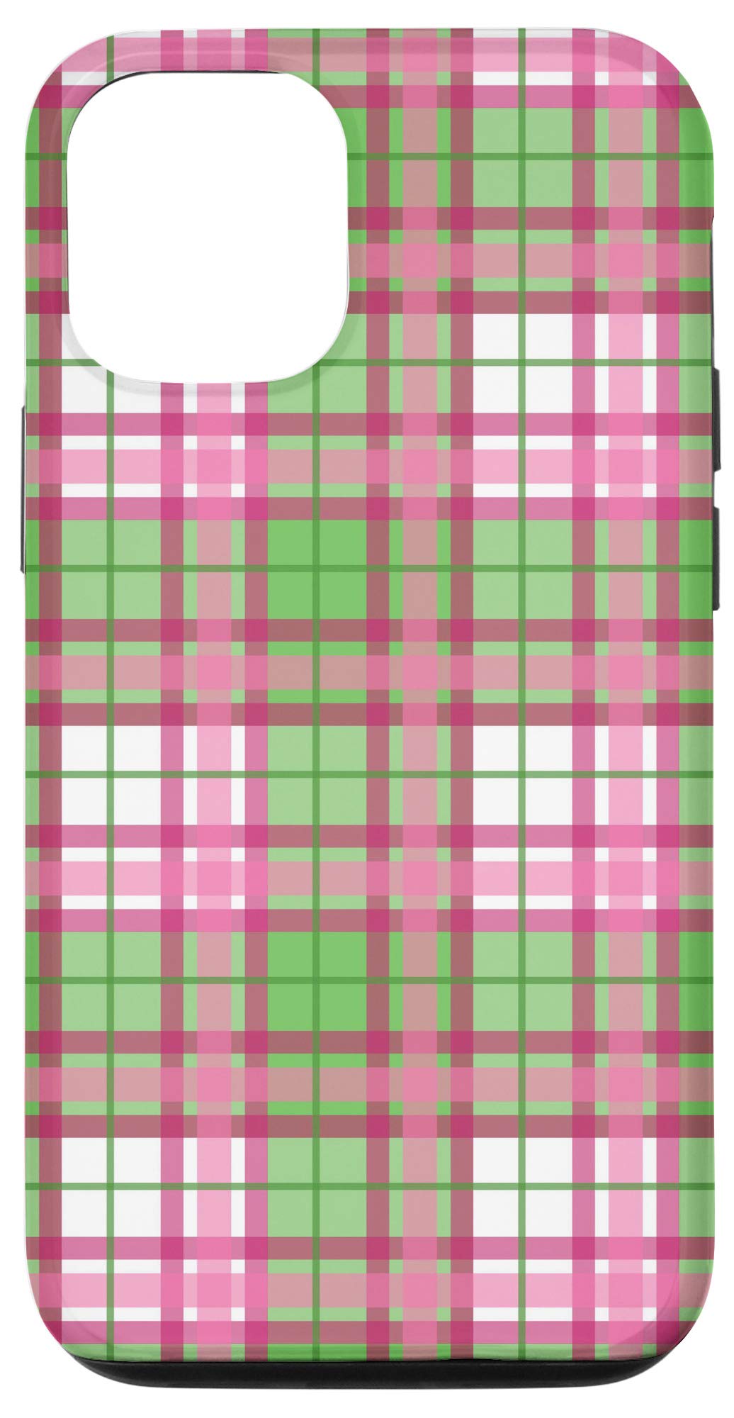 Trendy Pink Green Plaid Girly Art Pattern iPhone 12/12 Pro Case - Best Golf Gift for Women, Durable Protective Cover for Everyday Use & Sports Activities