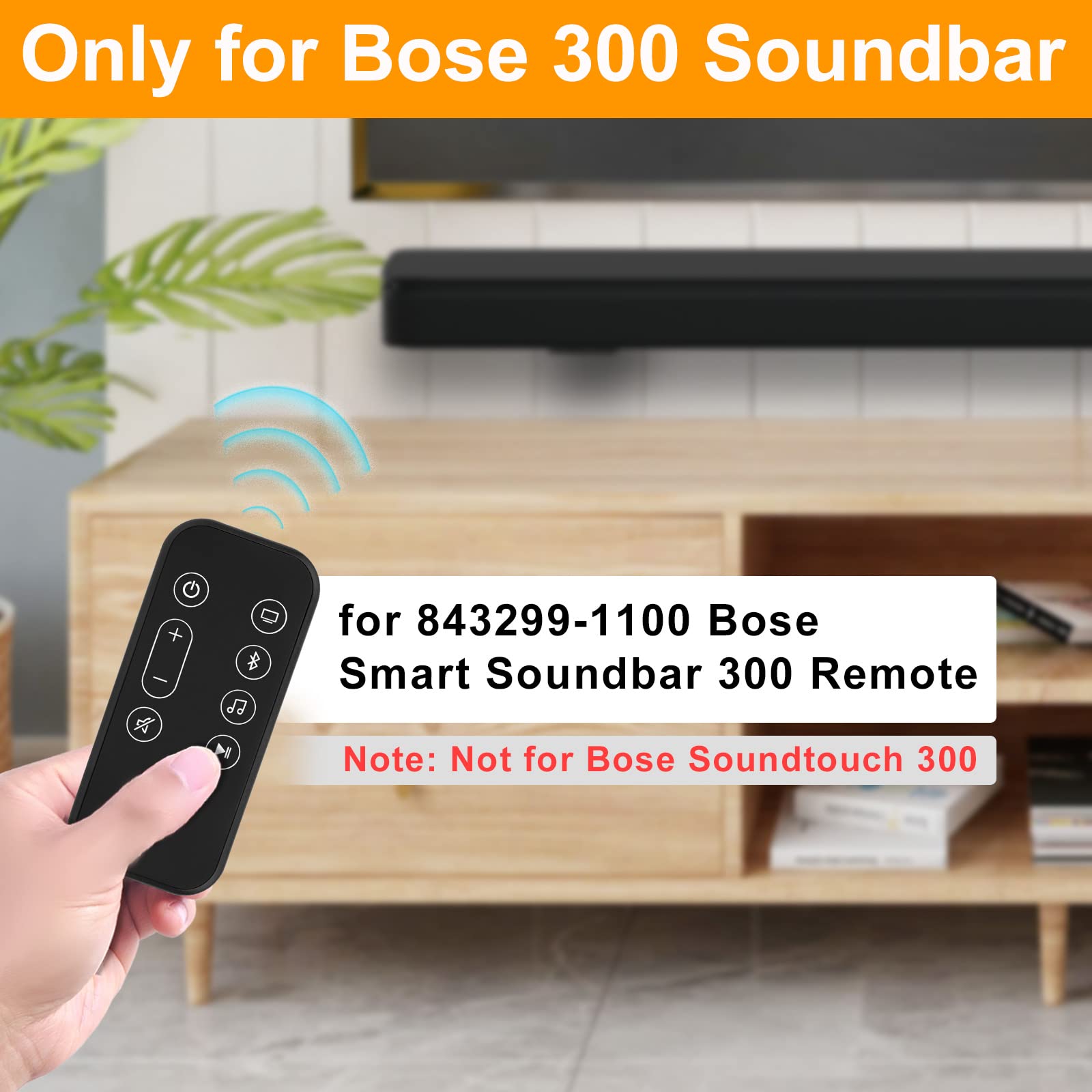 Bose Smart Soundbar 300 Replacement Remote Control - Compatible with Bose 300 Soundbar (Model 843299-1100) with Battery Included - Perfect for Home Theater & Entertainment System Control