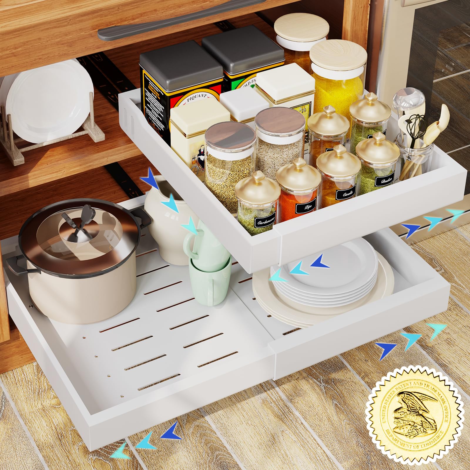 Expandable Pull Out Cabinet Organizer - Heavy Duty 16.5