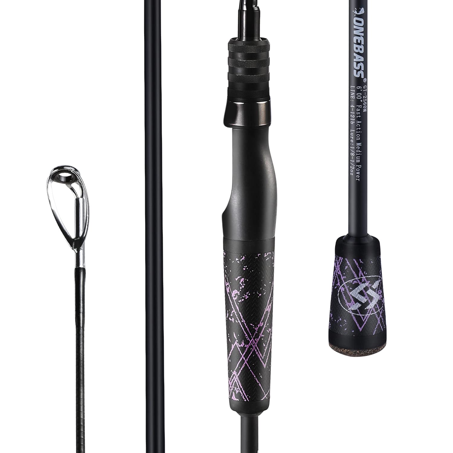 24-Ton Carbon Fiber Bass Fishing Rod - 2-Piece Casting & Spinning Rod with SuperPolymer Handle | Freshwater & Saltwater Fishing for Bass, Trout, and Walleye | Perfect for Shore Fishing, Kayak Angling, and Tournament Use