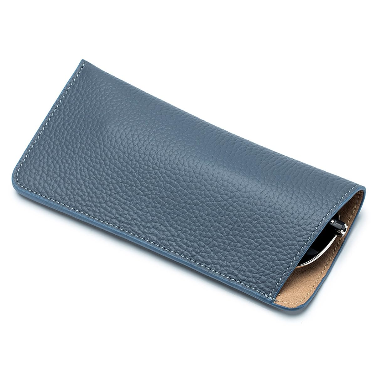 Premium Genuine Leather Glasses Case for Sunglasses & Eyeglasses - Protective Pouch for Women, Men, and Kids - Perfect for Travel, Work, and Daily Use
