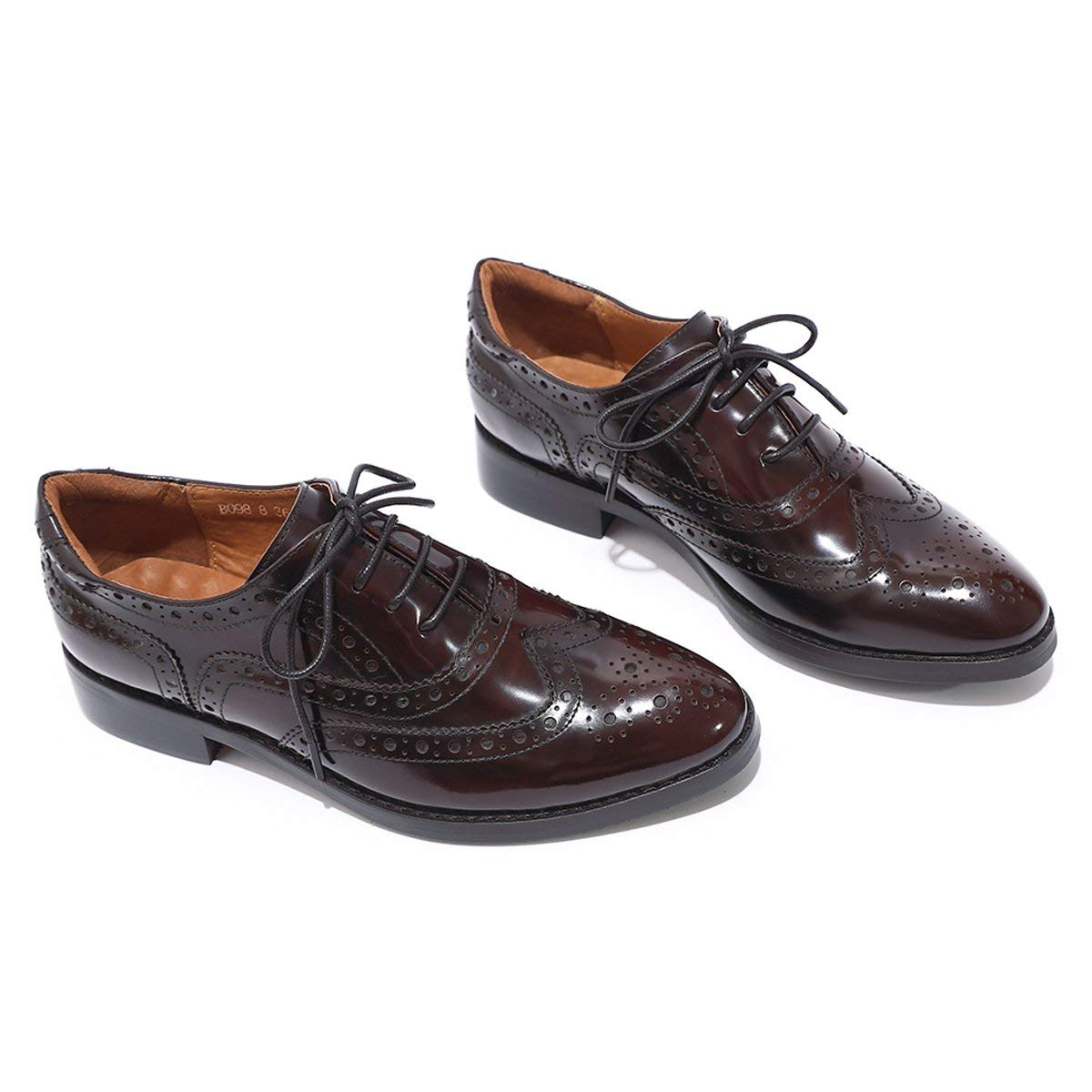 Stylish Women's Leather Wingtip Oxford Shoes - Perforated Brogue Lace-Up Design for Ladies | Perfect for Office, Casual Wear & Special Occasions