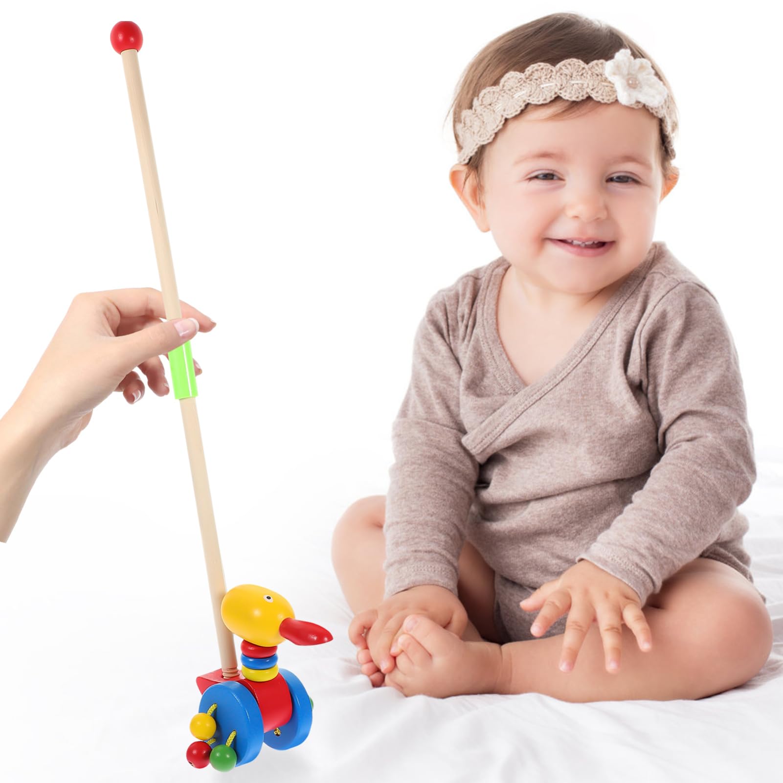 VICASKY Wooden Baby Walker Push Toy - Montessori Learning Stroller Toy for Toddlers 1-3 Years Old - Perfect for Indoor & Outdoor Play, Early Walking Development