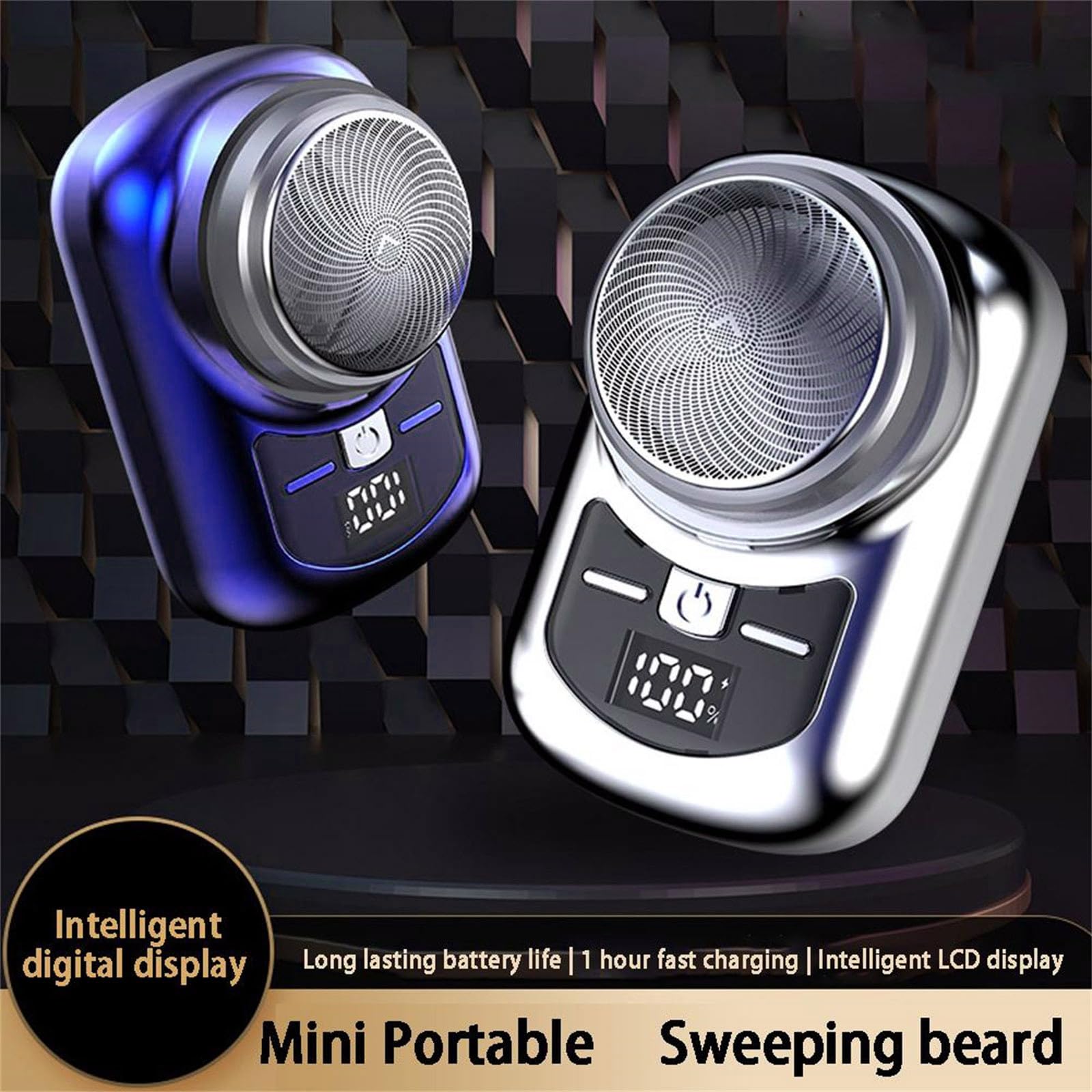 Rechargeable Portable Electric Travel Shaver for Men - Waterproof USB Charging Beard Trimmer with Digital Display & High-Speed Motor - Perfect for Home, Travel, Gym and Daily Grooming