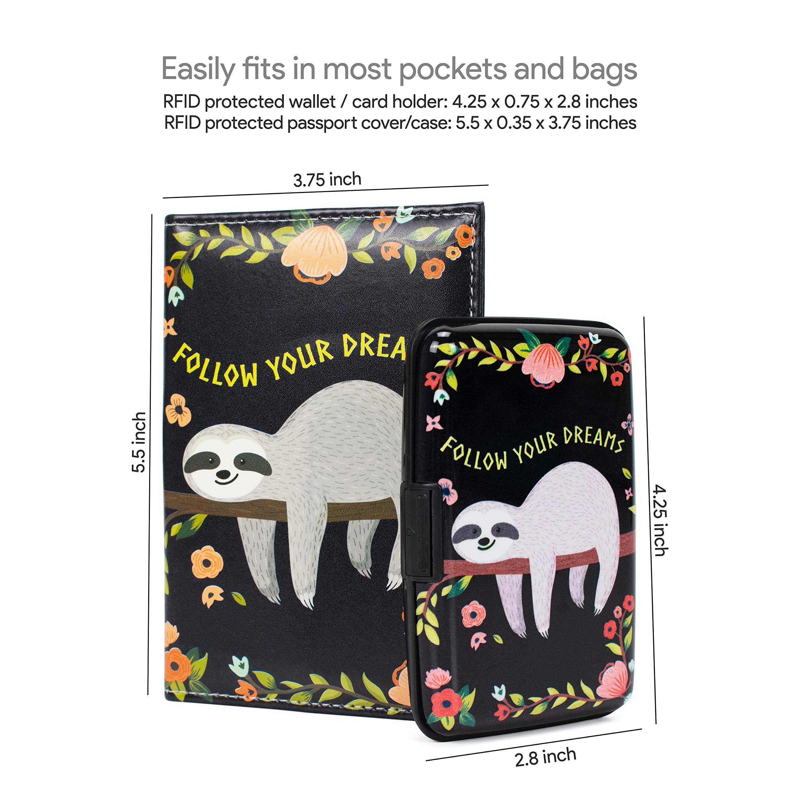 RFID Blocking Wallet and Passport Holder Set with Lazy Sloth Design - Secure Travel Essentials for Men & Women | Perfect for Airports, Vacations & Daily Use