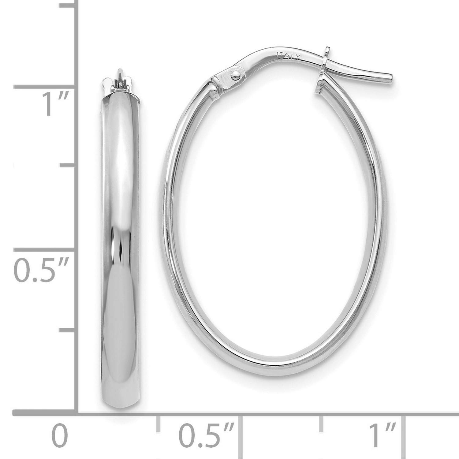 10K White Gold Oval Hoop Earrings 26.5x8mm - Elegant Everyday Jewelry for Women, Perfect for Work, Date Night & Special Occasions