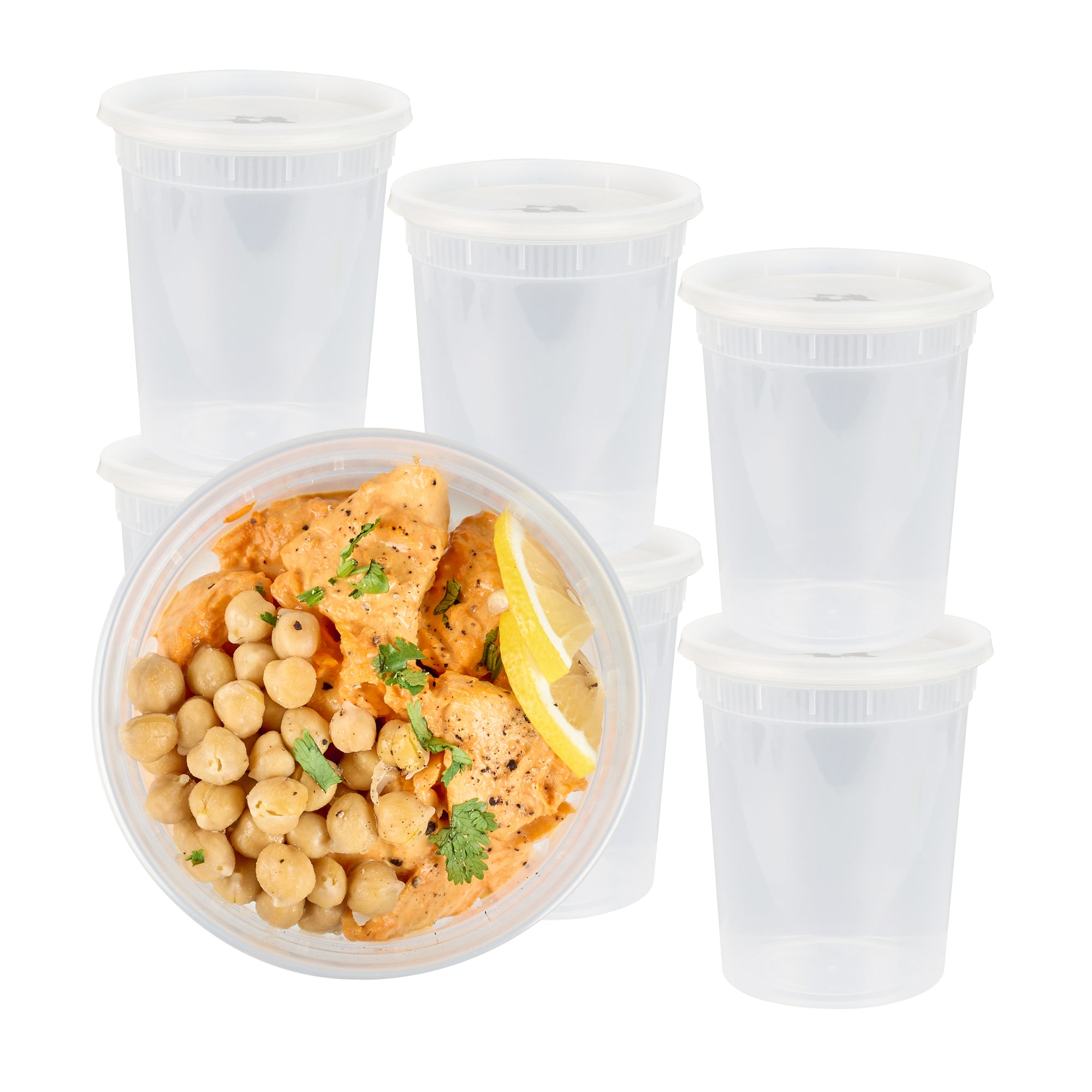 32 oz Round Clear PP Microwave-Safe Soup Containers with Lids (25-Pack) – 4.5