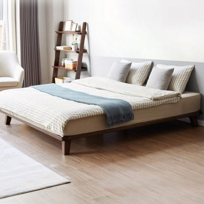 Oak Solid Wood Modern Platform Bed - Headboard Free, Minimalist Bed Frame for Bedroom, Guest Room & Studio Apartment | Durable & Stylish Design