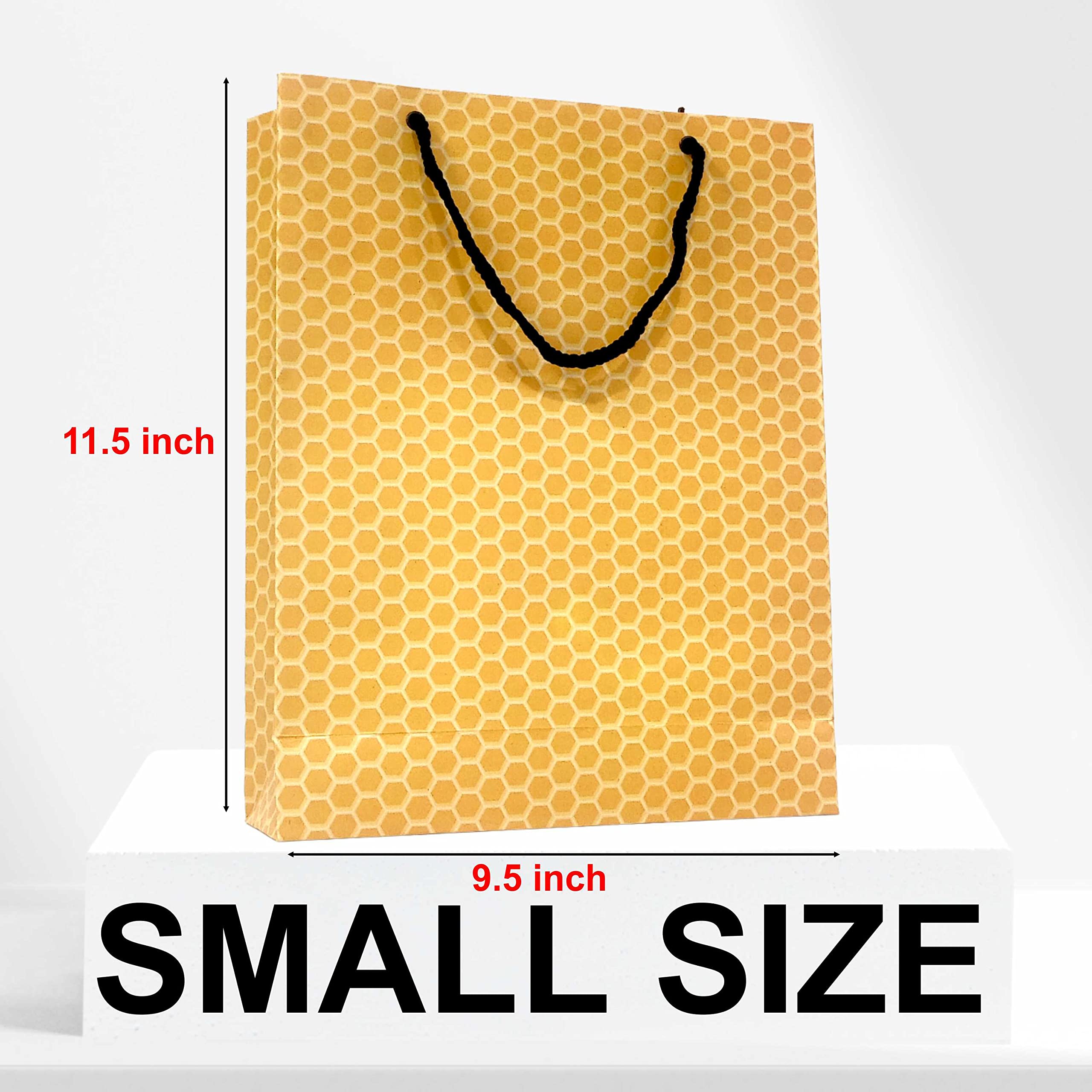 Eco-Friendly Hexagonal Design Small Yellow Paper Bags - Pack of 12 | Perfect for Party Favors, Gift Packaging & Retail Shopping Bags
