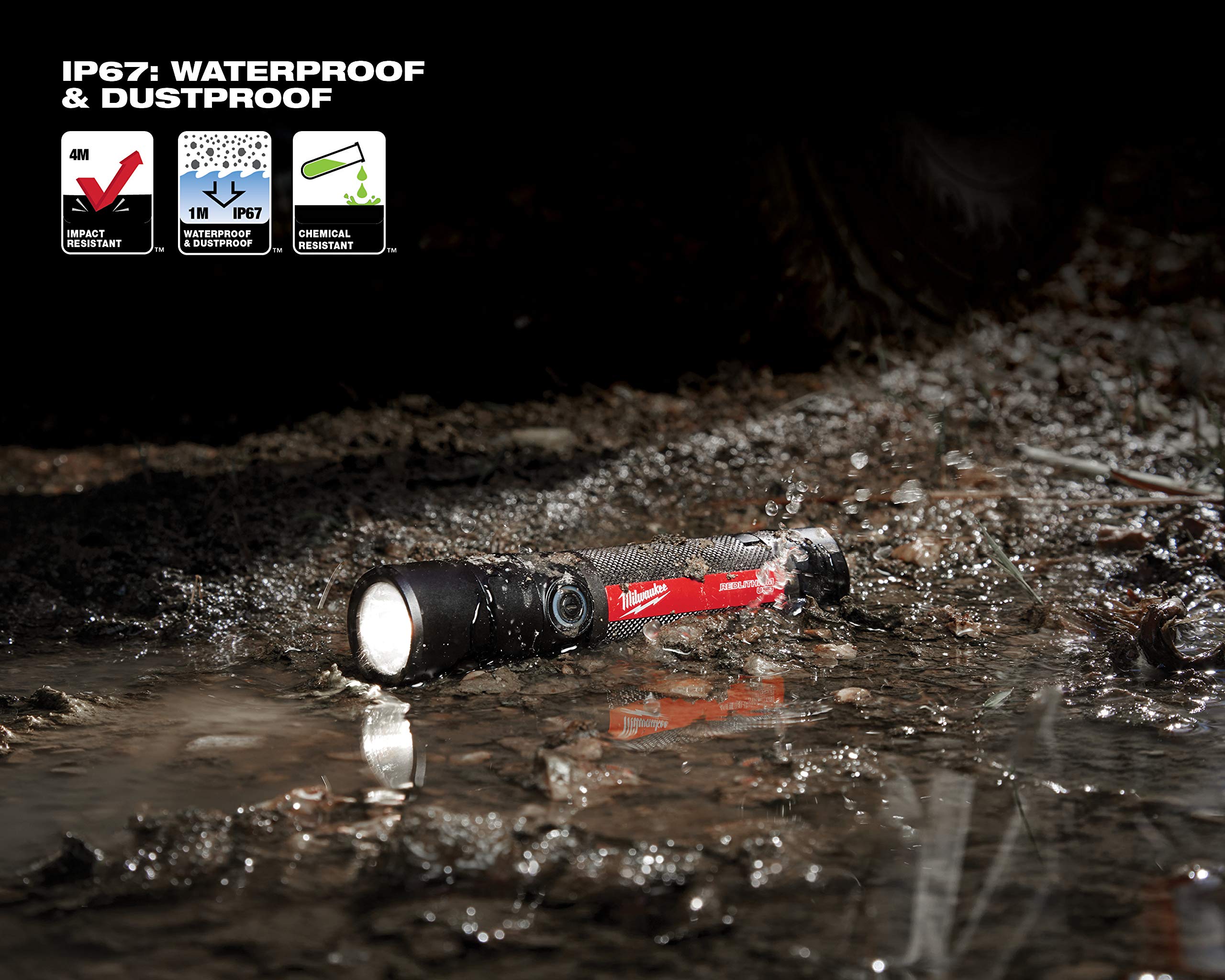 Milwaukee 800 Lumens LED USB Rechargeable Flashlight - Bright Portable Work Light for Camping, Emergency, Home & Job Site Use