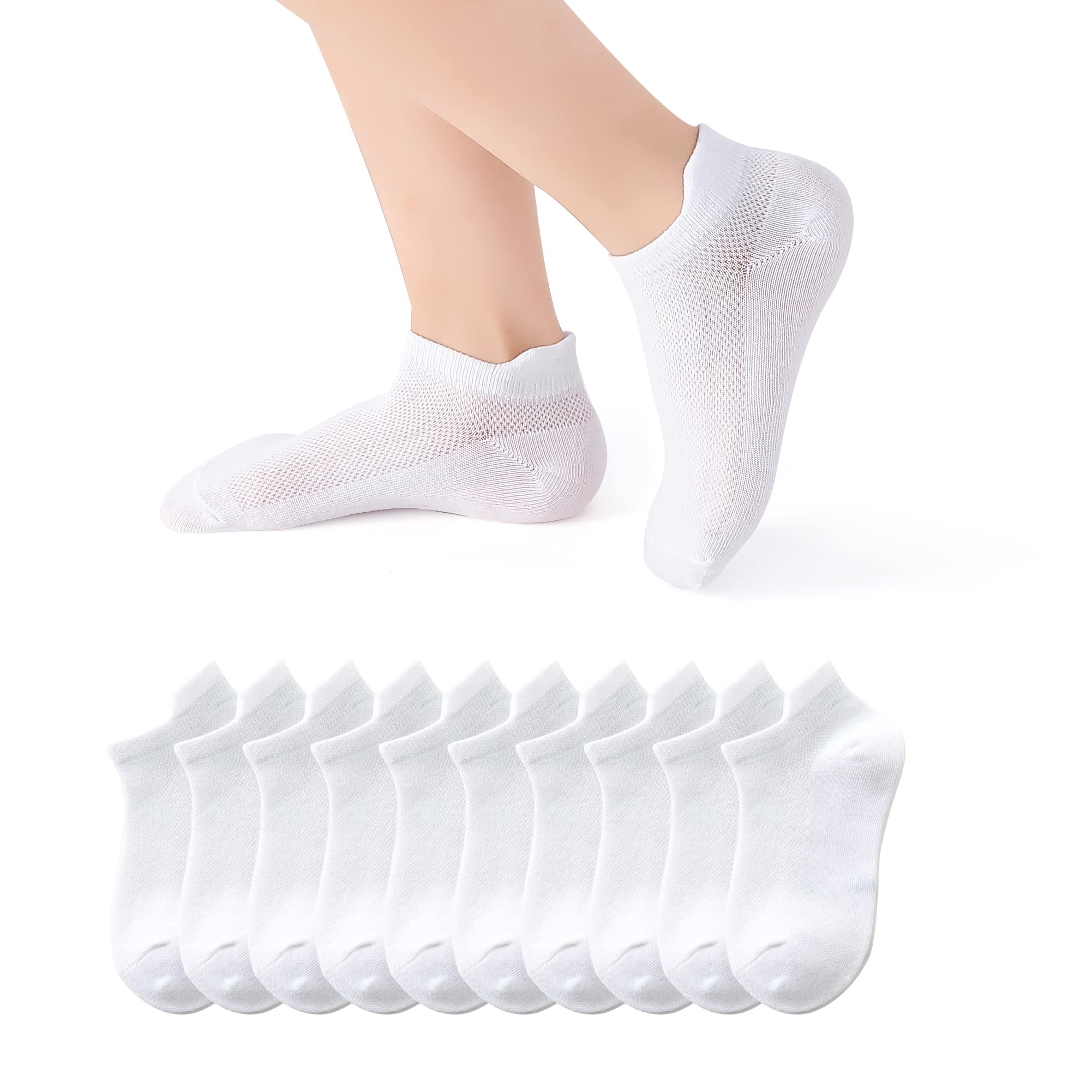 **Boys Girls Ankle Socks - 10 Pairs Low Cut Breathable Cotton No Show Socks for Toddlers & Kids - Perfect for School, Sports & Everyday Wear**