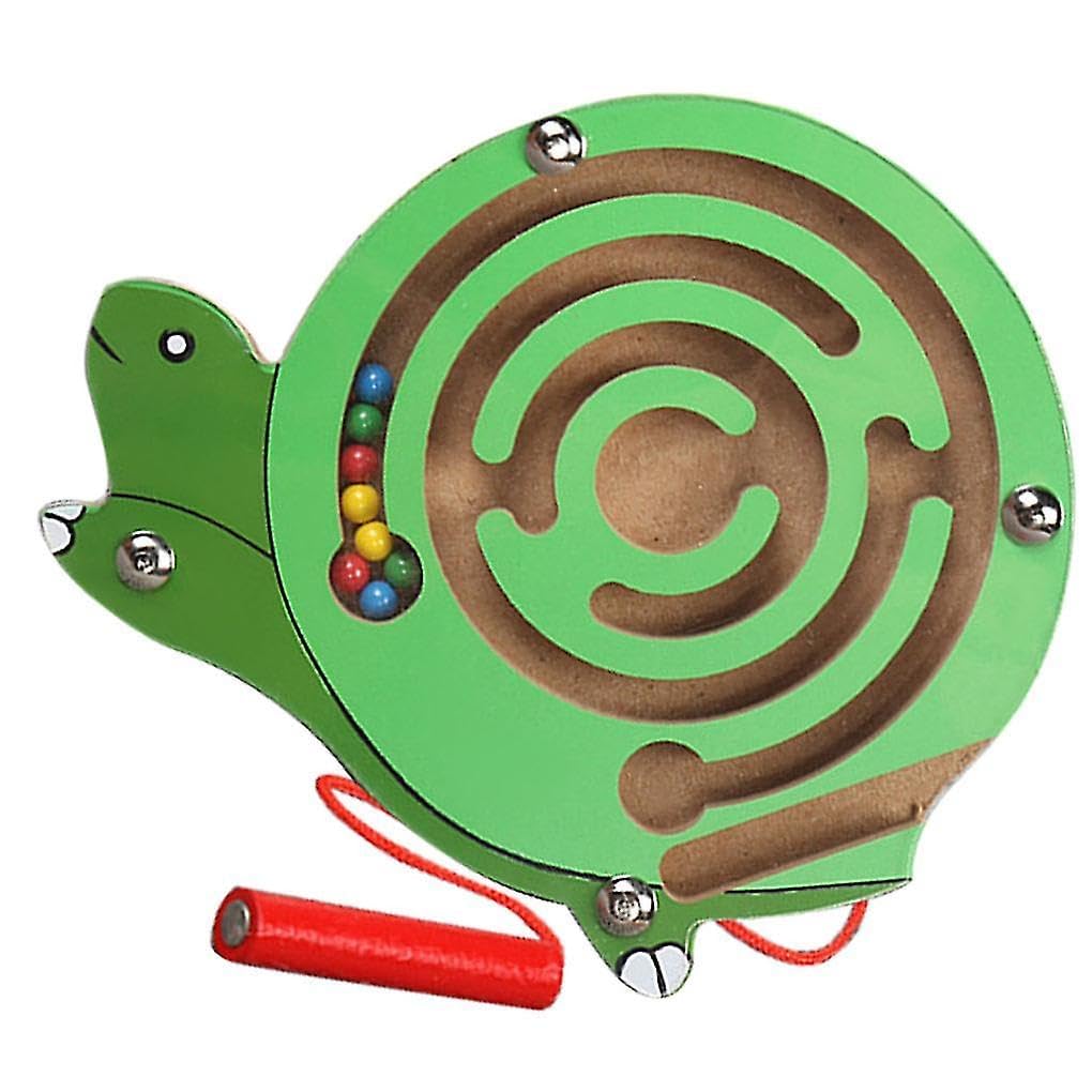Magnetic Maze Puzzle Game for Kids - Wooden Tortoise Maze Board with Magnetic Pen & Beads | Fun Learning & Motor Skills Development Toy | Great for Travel, Classroom & Family Game Night