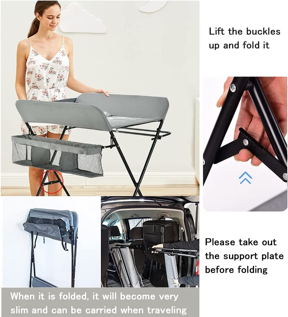 Portable Baby Changing Table with Wheels & Storage - Foldable Diaper Changing Station for Nursery, Travel & On-the-Go Parenting
