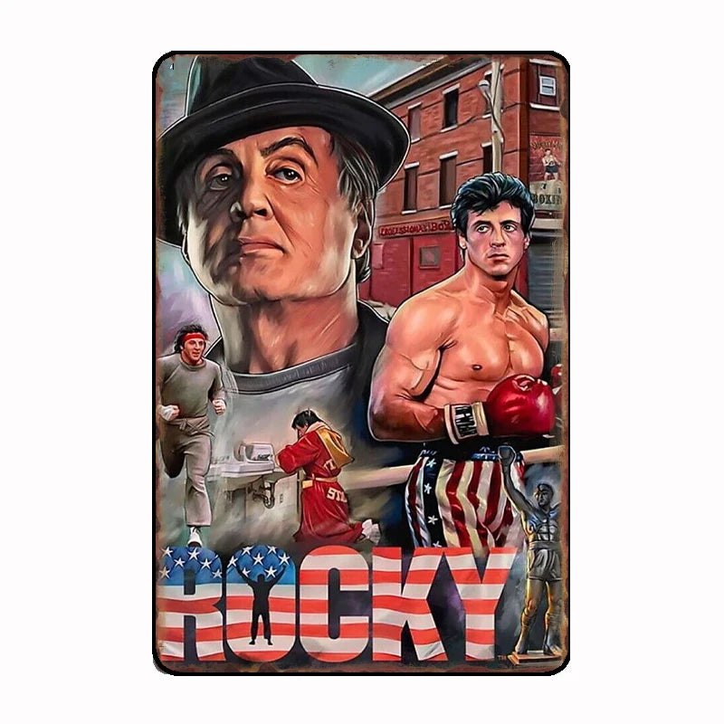 Vintage Rocky Boxing Gym Retro Metal Sign - Customizable Wall Art for Home Gym, Man Cave & Boxing Club Decor