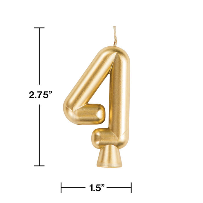 12-Piece Bulk Gold Number 4 Candles for Birthday Cakes, Wedding Decorations & Party Supplies - Long-Lasting Celebration Candles