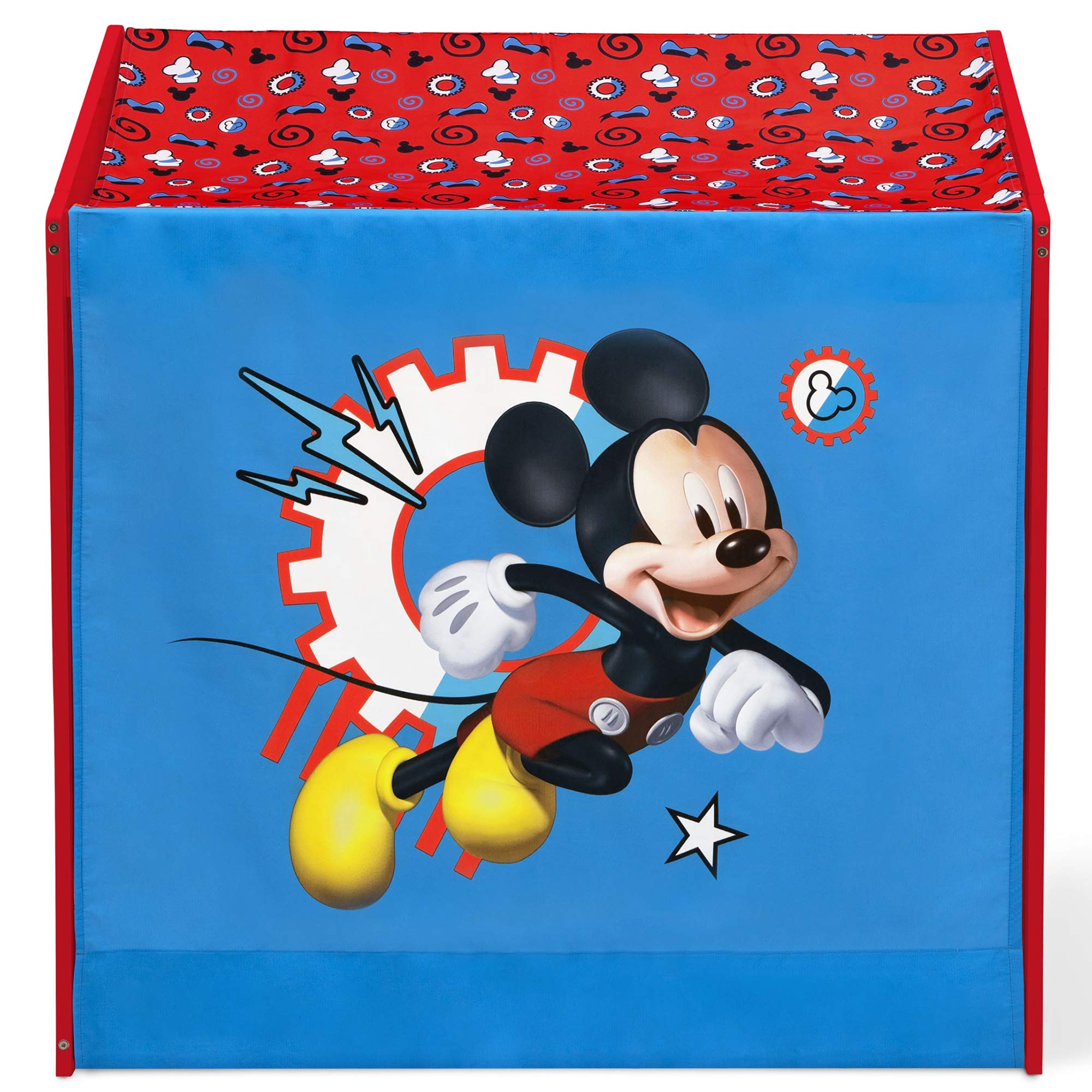 Disney Mickey Mouse Indoor Playhouse with Fabric Tent & MySize Wood Toddler Bed by Delta Children - White - Perfect for Kids' Bedroom, Playroom & Indoor Playtime