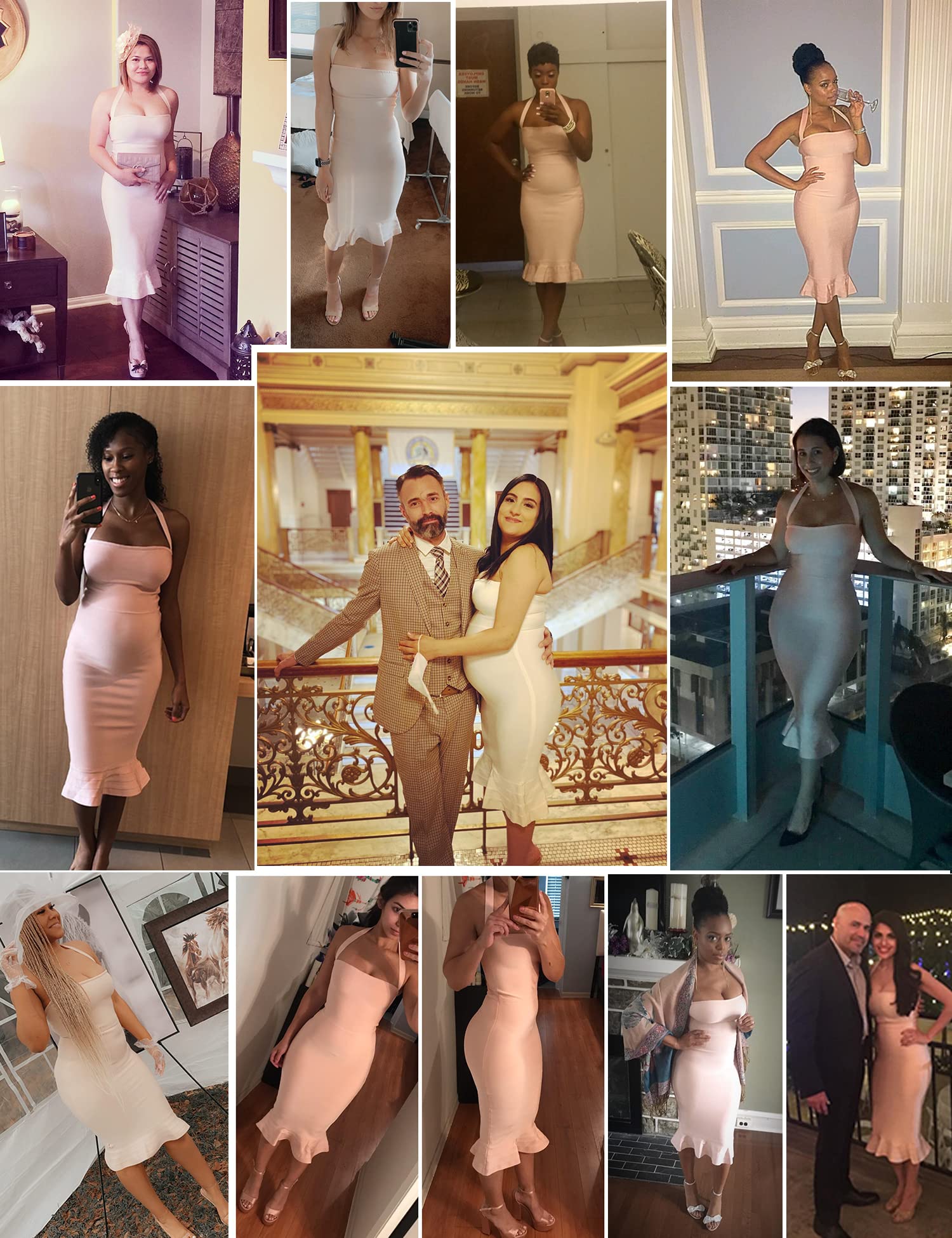Elegant Women's Halter Fishtail Bandage Party Dress - Wedding Guest Cocktail Dress for Evening Events, Night Out & Special Occasions