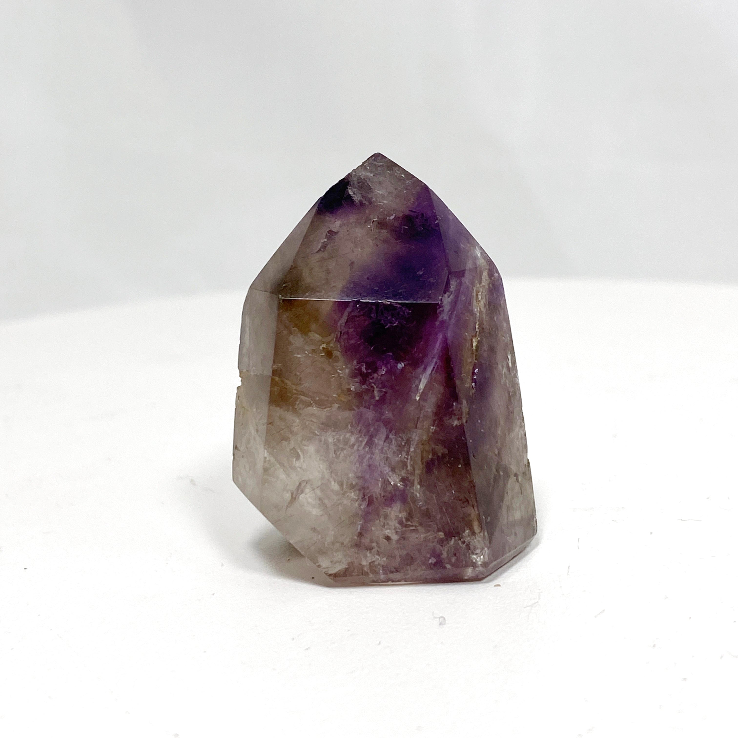 Natural Smokey Amethyst & Clear Quartz Crystal Point - Healing Stone for Meditation, Energy Work & Home Decor (CR3439)