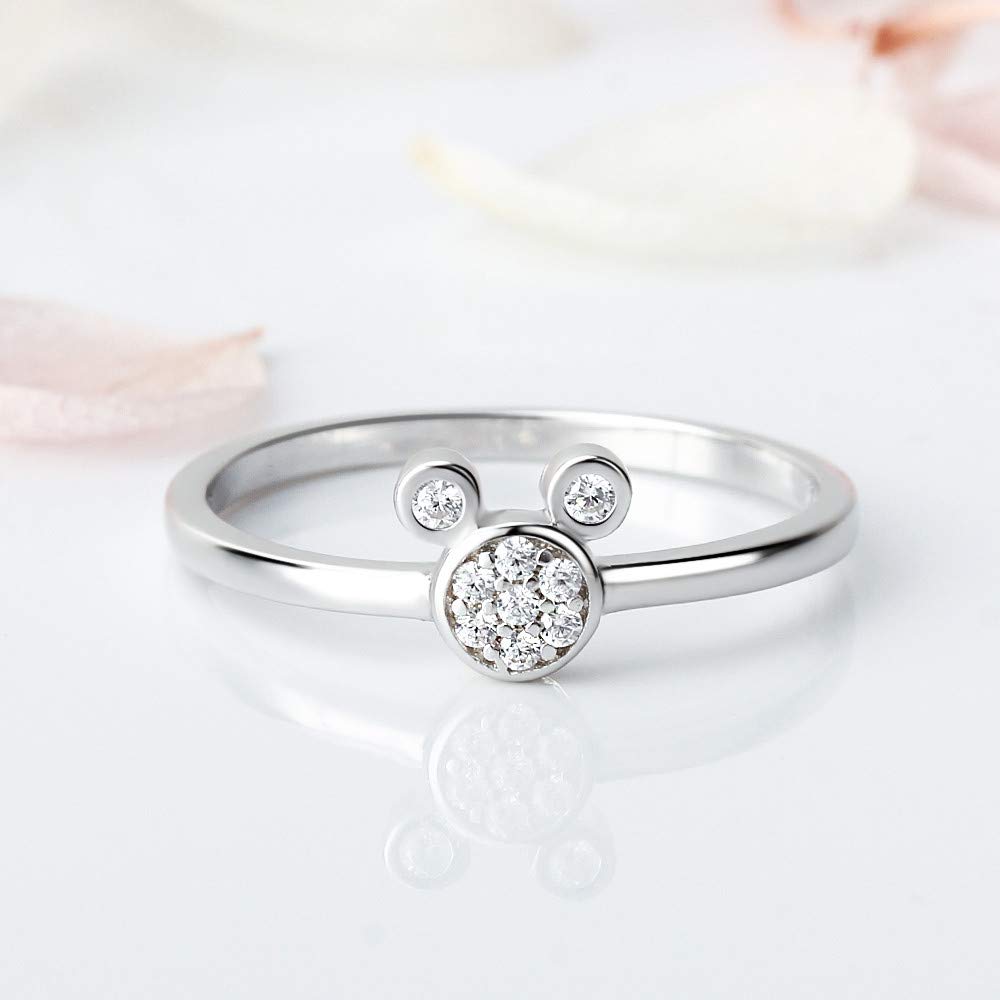 925 Sterling Silver CZ Mini Mouse Rings for Women - Elegant Animal Jewelry Gift for Her, Perfect for Birthday, Anniversary & Everyday Wear