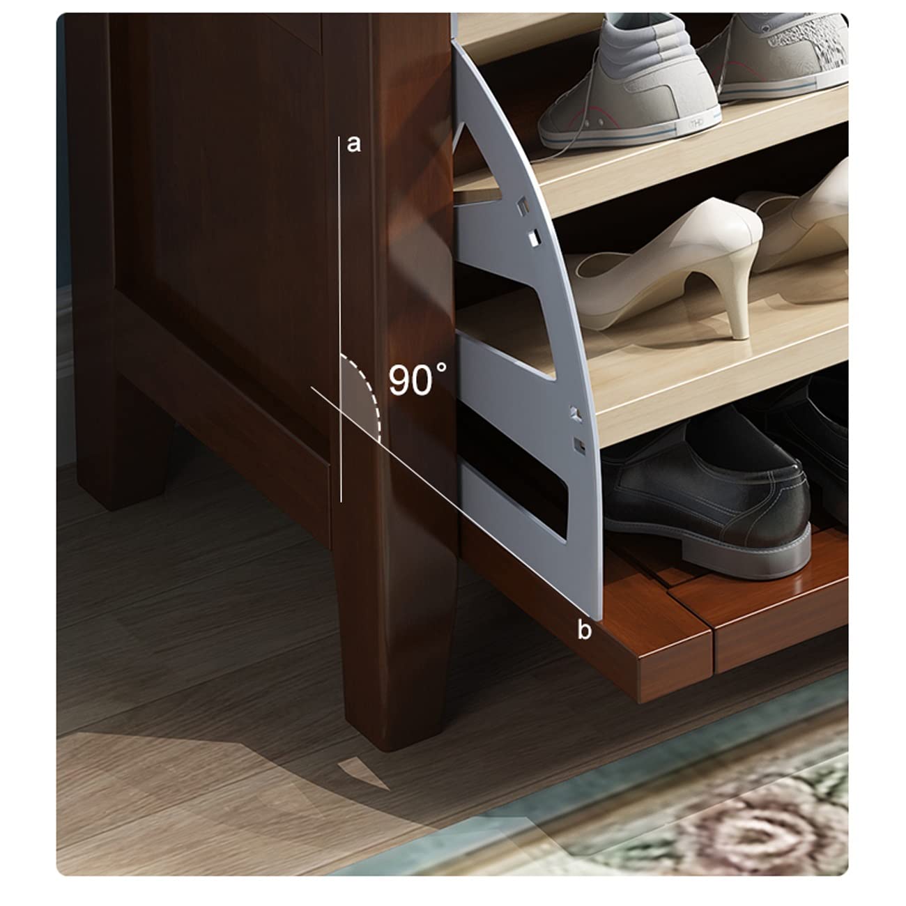 AVLUZ White Shoe Bench with Flip-Drawer & Padded Seat Cushion - Hallway Storage Cabinet, Tipping Bucket Hidden Shoe Organizer - Perfect for Entryway, Mudroom, Bedroom & Closet Organization