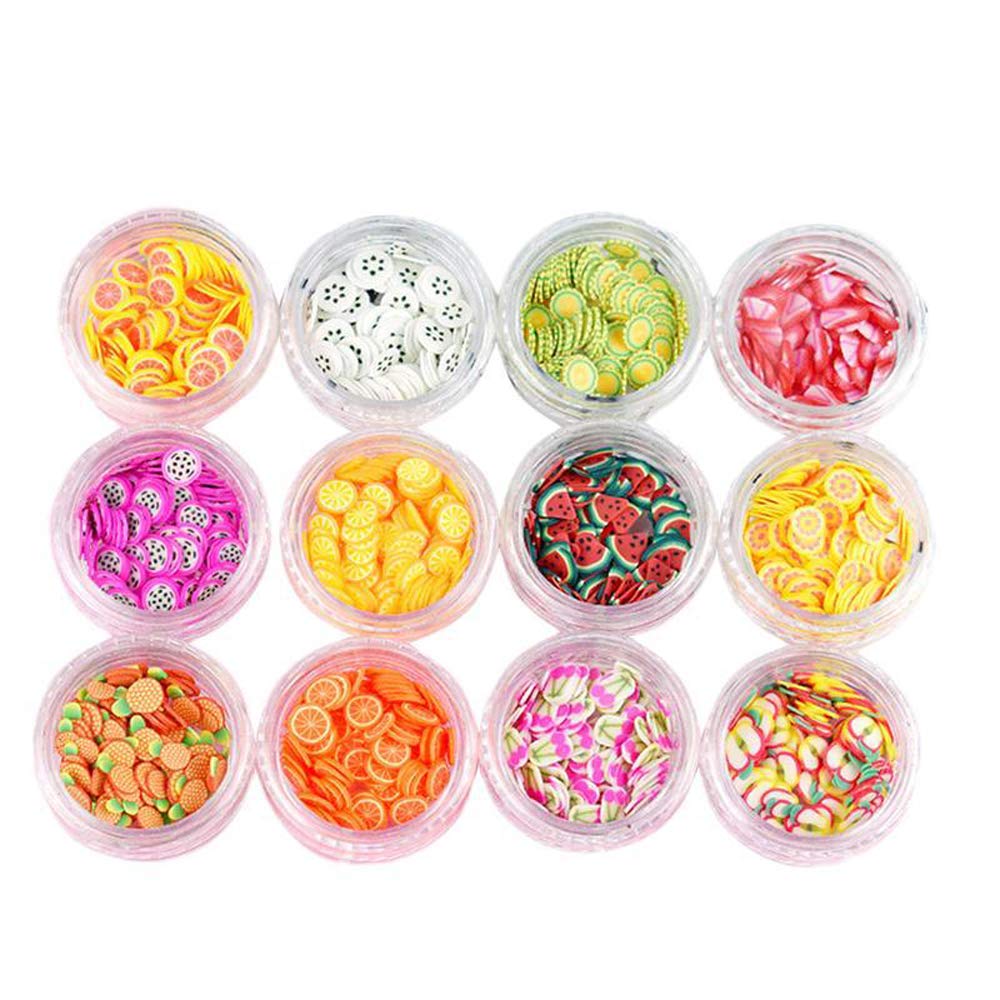 DIY Colorful 3D Fruit Slime Making Kit - Apple, Orange, Kiwi Polymer Clay Slices for Nail Art Decorations & Fimo Crafts | 12-Piece Fruit Series Set for DIY Nail Care & Creative Projects | Perfect for Nail Salons, Home Crafts & Gift Ideas