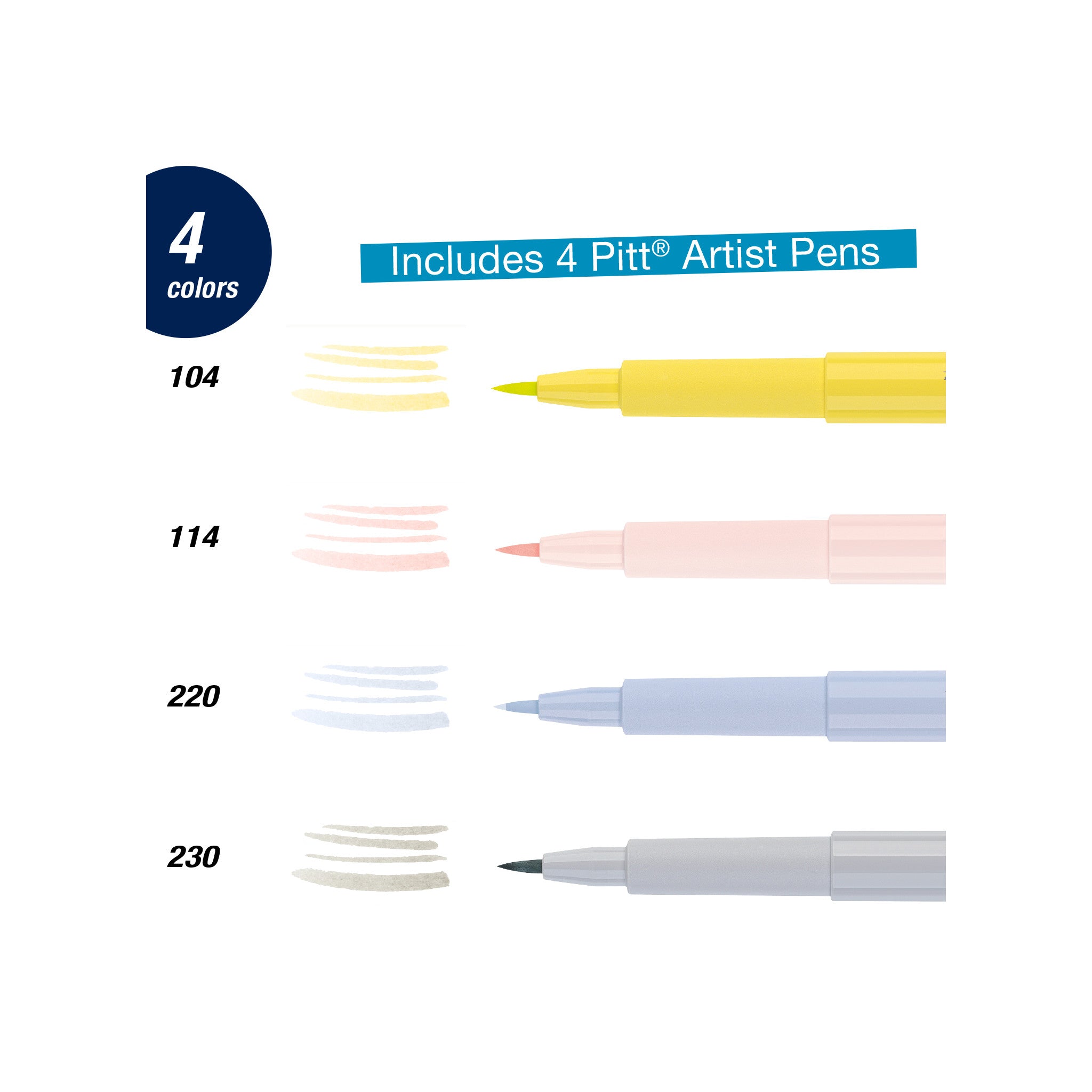 Pitt Artist Pen Set of 4 - Soft Pastel Colors for Lettering & Calligraphy - Perfect for Sketching, Bullet Journaling, and Hand Lettering Projects