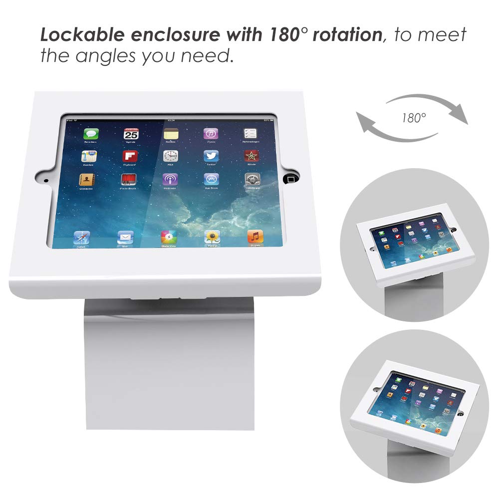 BSF102T Kiosk Tablet Floor Stand for 10.2 inch iPad 7/8/9 Gen - Adjustable Height, Key Lock Security, 360° Rotation - Perfect for Retail Stores, Exhibitions & Self-Service Kiosks