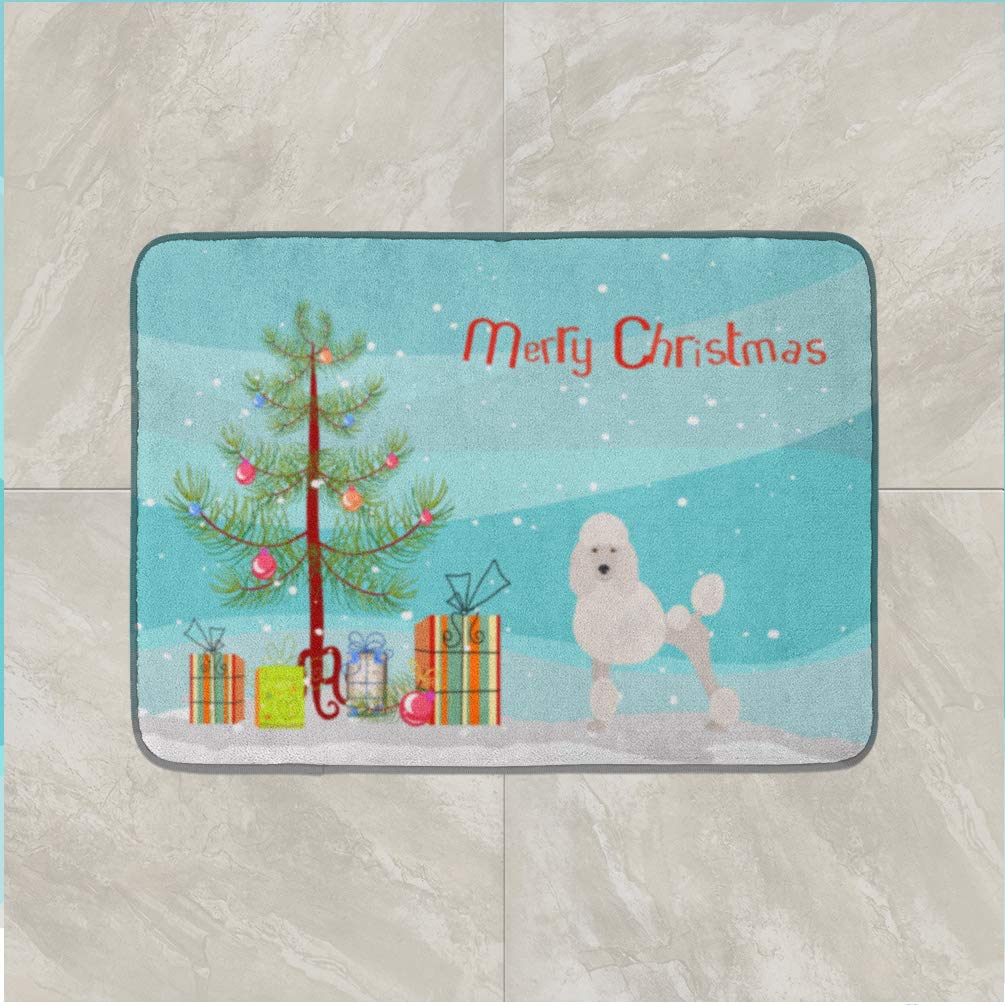 Caroline's Treasures CK3478RUG Miniature Poodle Christmas Tree Machine Washable Memory Foam Bath Mat - Non-Slip Kitchen & Bathroom Rug, Quick Dry Durable Decor - Perfect for Holiday Home Decor, Pet-Friendly Bathroom Safety & Cozy Kitchen Flooring