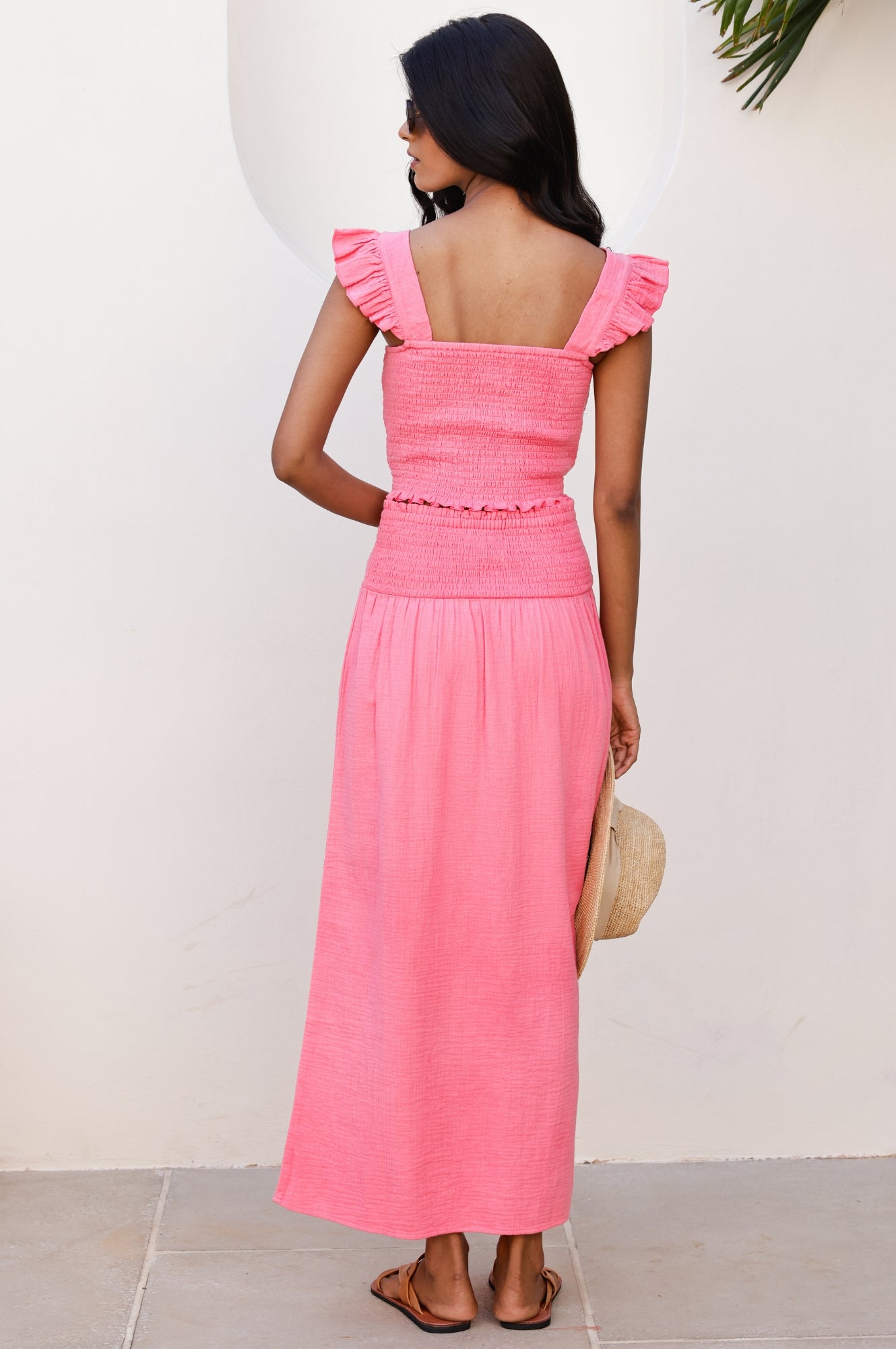 Brady Cheesecloth Skirt - Flowy Boho Summer Skirt in Pink Lemonade Color for Beach, Festival & Casual Wear