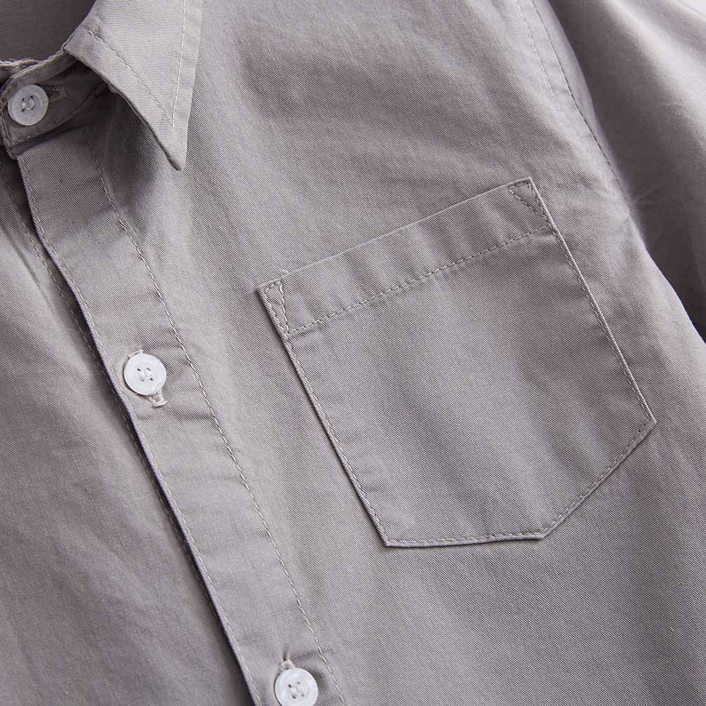 Spring&Gege Boys' Short Sleeve Dress Shirts - Formal Uniform Woven Solid Cotton Shirt for School, Party & Special Occasions