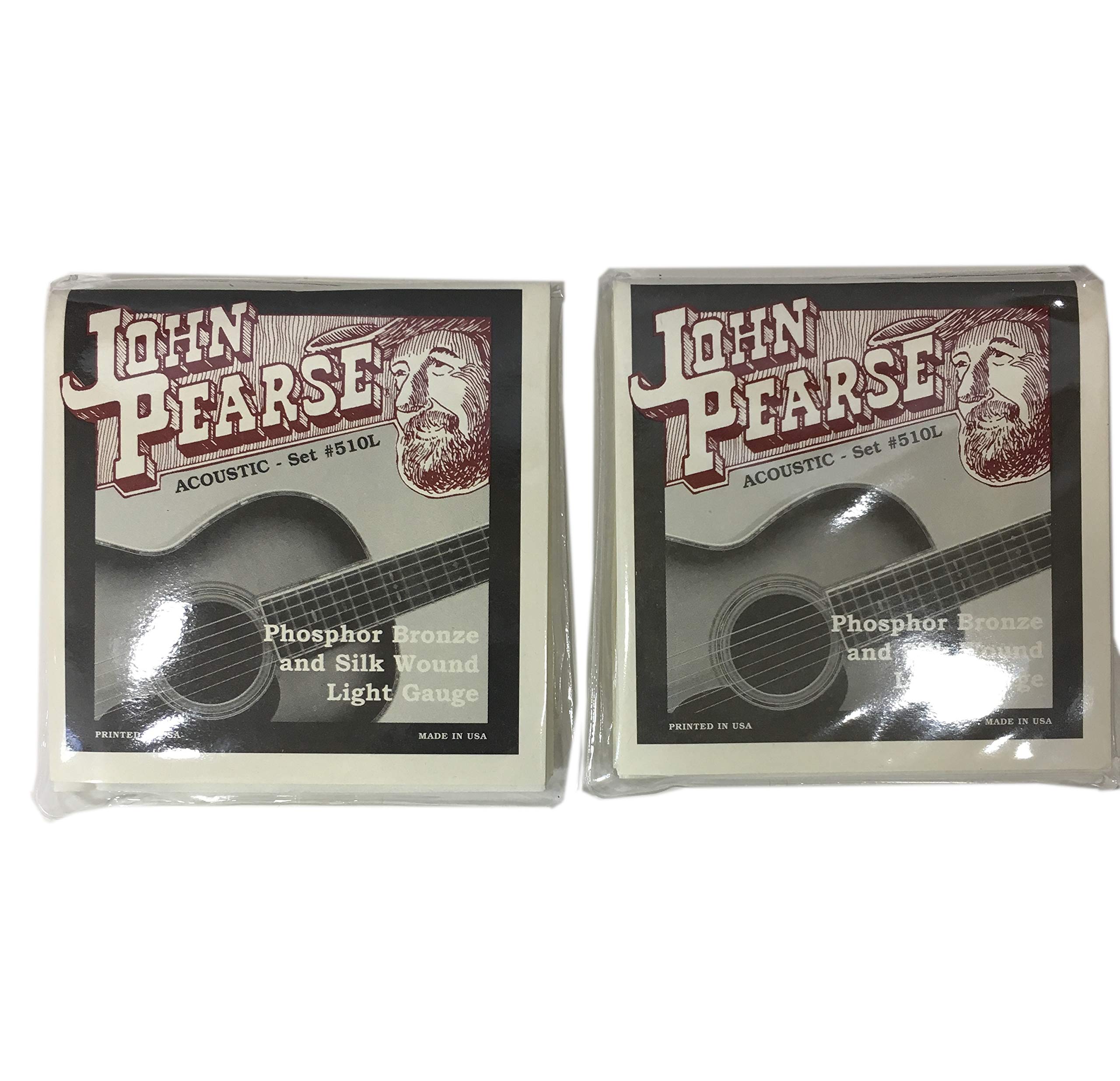 John Pearse Acoustic Guitar Strings - Silk Wound Phosphor Bronze #510L (2-Pack) | Premium Tone for Folk & Blues Musicians | Perfect for Studio Recording & Live Performances