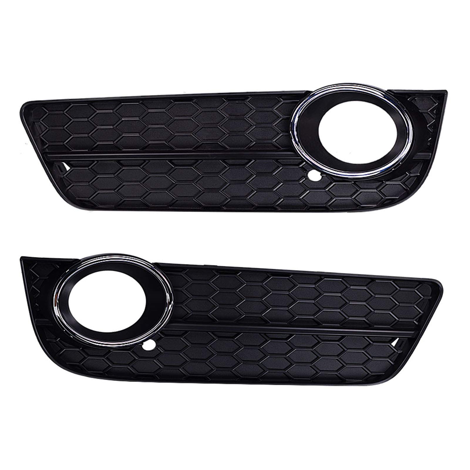 Runmade ABS Plastic Front Lower Bumper Fog Light Grill with Honeycomb Design & Chrome Cover - Compatible with Audi A5 2008-2011 | Durable Replacement for Enhanced Style & Protection