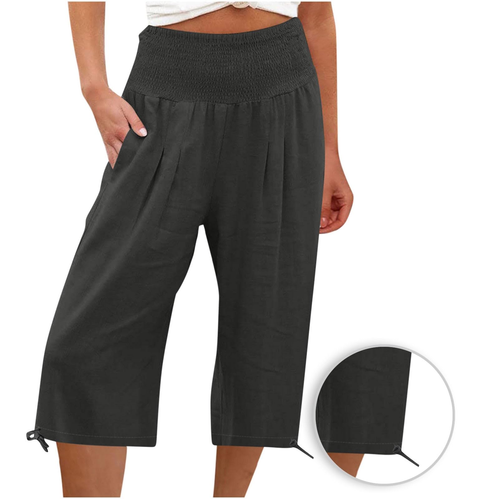 Women's Cotton Linen High Waist Wide Leg Shorts for Summer - Casual & Travel Wear