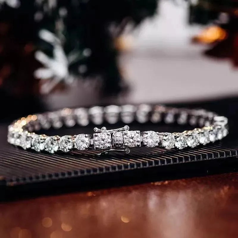 10K Real Gold Moissanite Tennis Bracelet for Women - 2-3mm D Color VVS1 Moissanite Diamond Link Chain Bangle (Passes Diamond Tester) - Perfect Gift for Anniversary, Wedding & Special Occasions