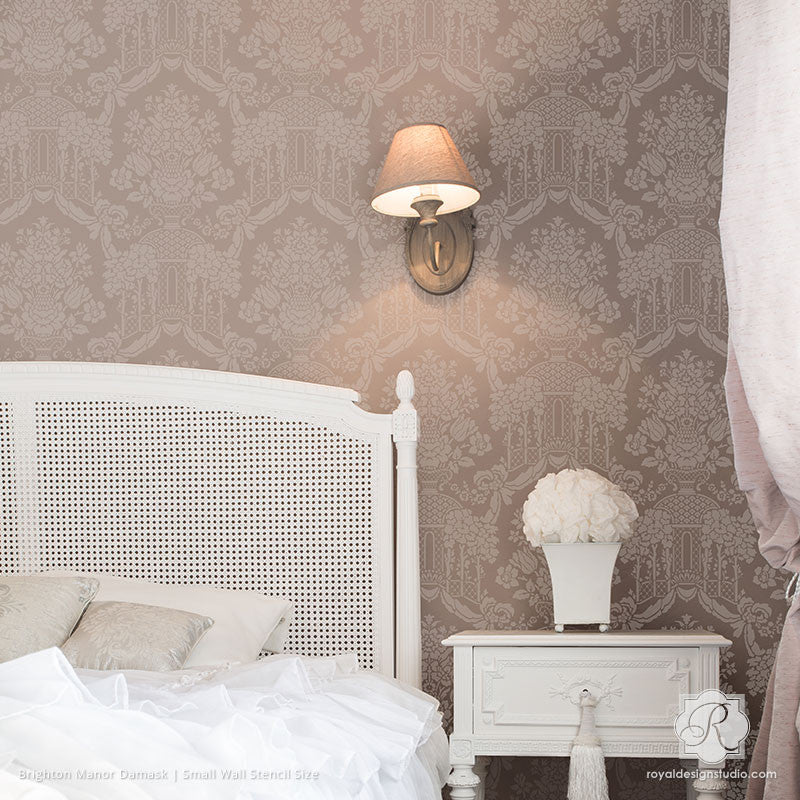Brighton Manor Damask Wall Stencil - Reusable DIY Painting Template for Home Decor, Accent Walls & Furniture - Perfect for Bedrooms, Living Rooms & Craft Projects