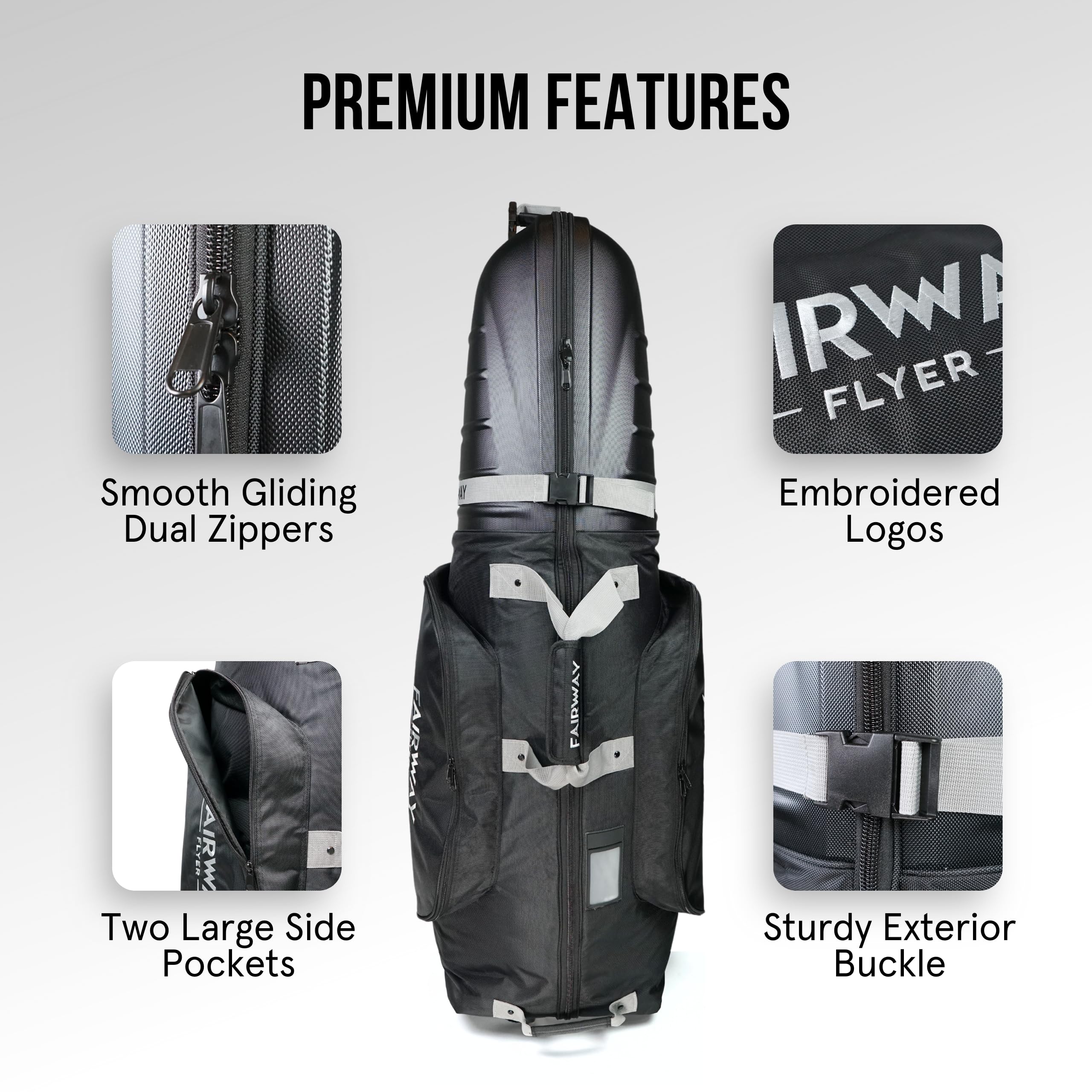 Premium Hard Shell Golf Travel Bag with Wheels - Foldable Airline Approved Golf Club Carrier - Durable & Easy to Maneuver with Dual Zippers & Storage Pockets - Universal Size for All Golf Clubs - Perfect for Air Travel & Golf Vacations