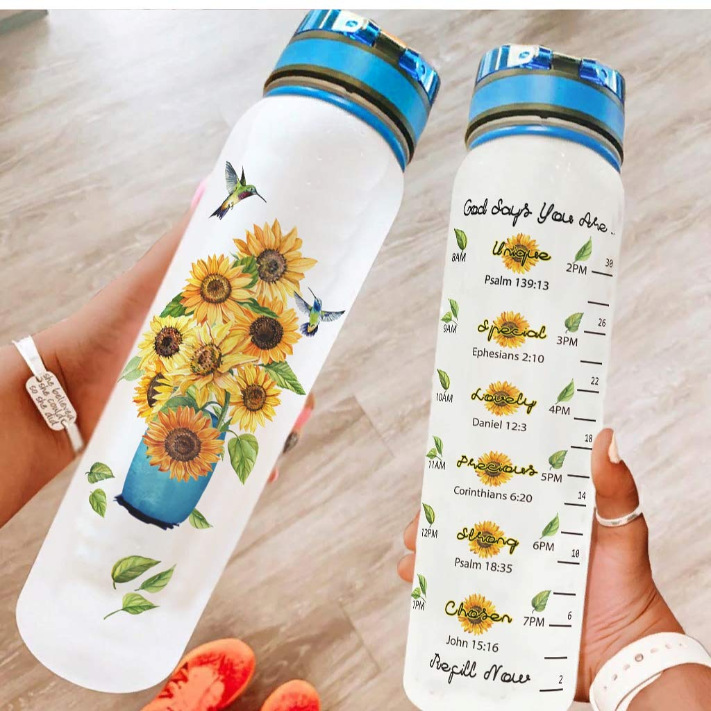 Sunflower Vintage Sports Water Bottle with Marker - Gym & Outdoor Fitness