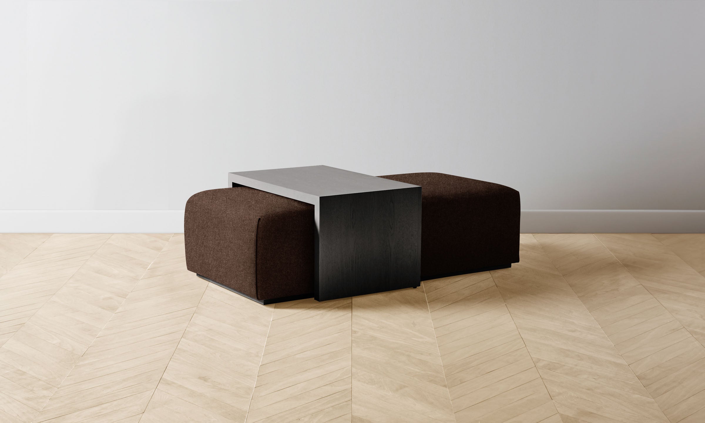 The Bowery Ottoman - Italian Brushed Wool Cocoa Brown Footstool | Modern Living Room Accent, Bedroom Decor & Cozy Reading Nook Companion
