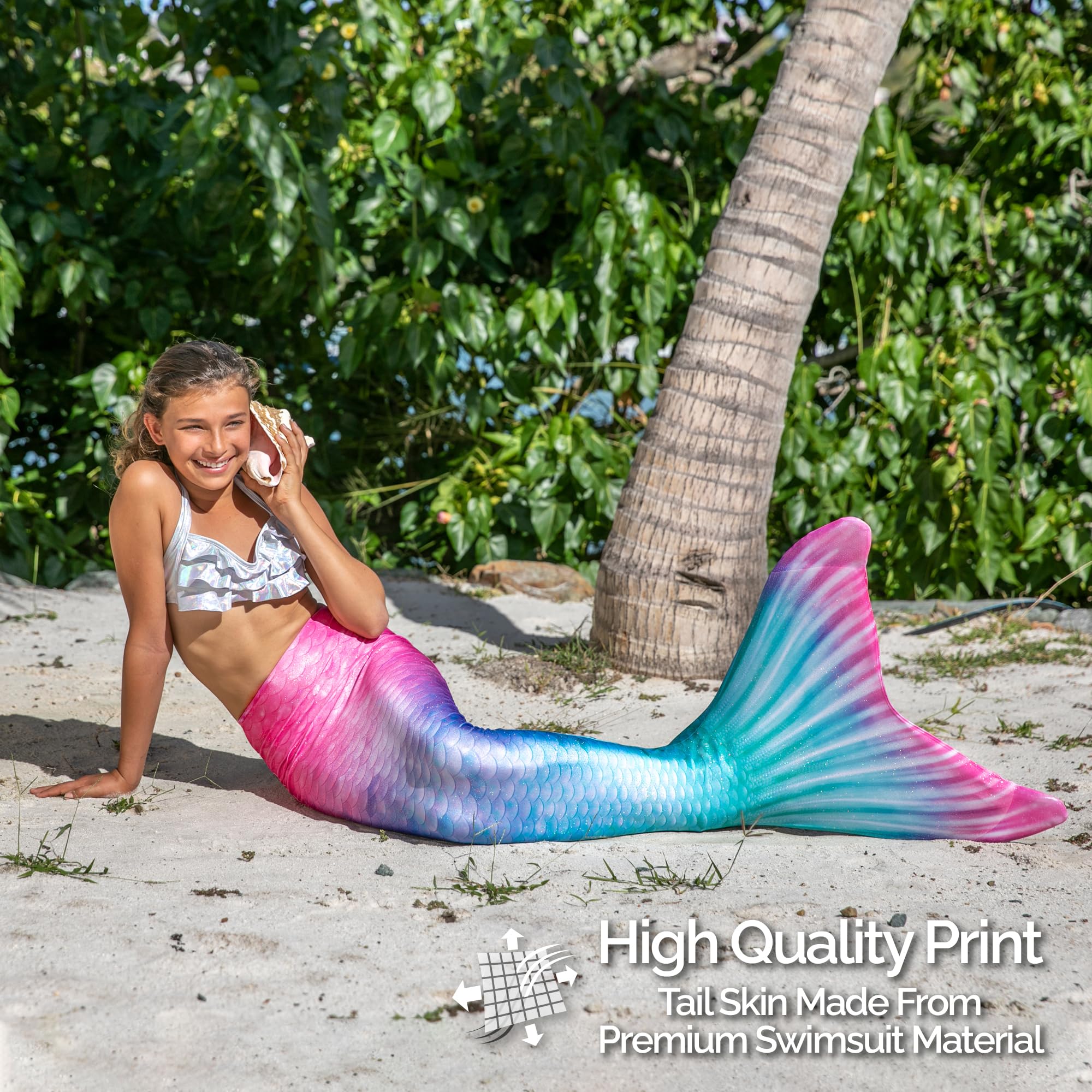 Fin Fun Limited Edition Mermaid Tail Swimwear for Girls, Kids, Women, Teens & Adults - Reinforced Tips & Monofin Included - Perfect for Pool Parties, Beach Vacations & Underwater Photography