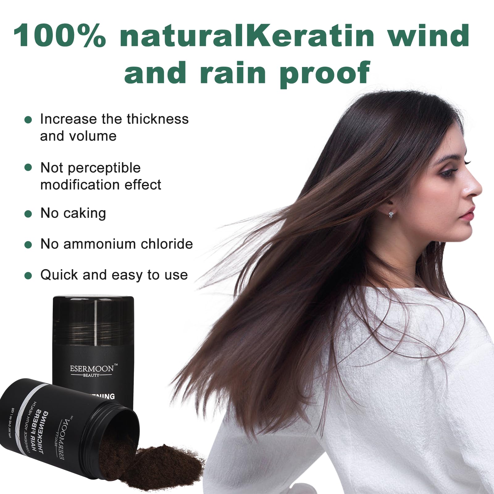 Premium Hair Building Fibers for Thinning Hair - Natural Looking Hair Thickening Powder for Men & Women - Instant Volume & Density Booster - Perfect for Daily Styling, Special Occasions & Confidence Boosting (Black)