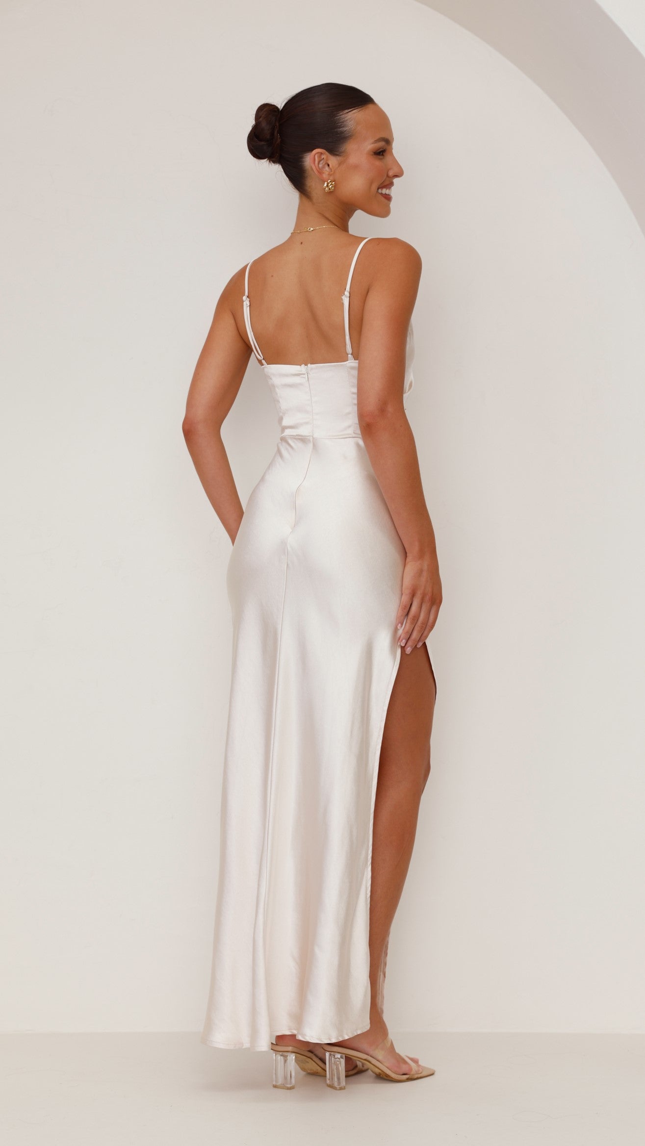 Ava Maxi Dress Elegant Champagne Color - Perfect for Weddings, Parties & Summer Outings