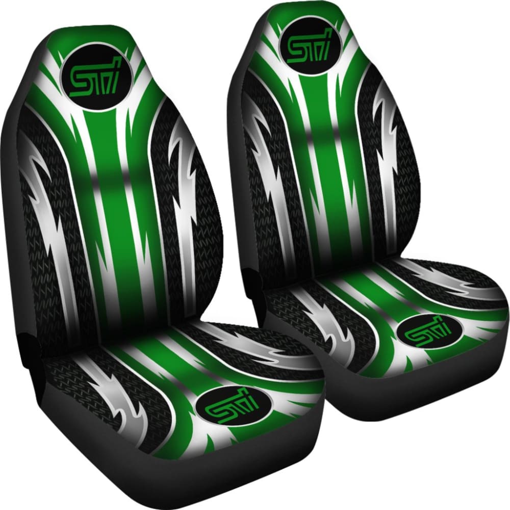 High-Quality 2-Piece Front Subaru STI Seat Covers in Green (Part #144627) - Perfect for Racing Enthusiasts & Car Interior Protection