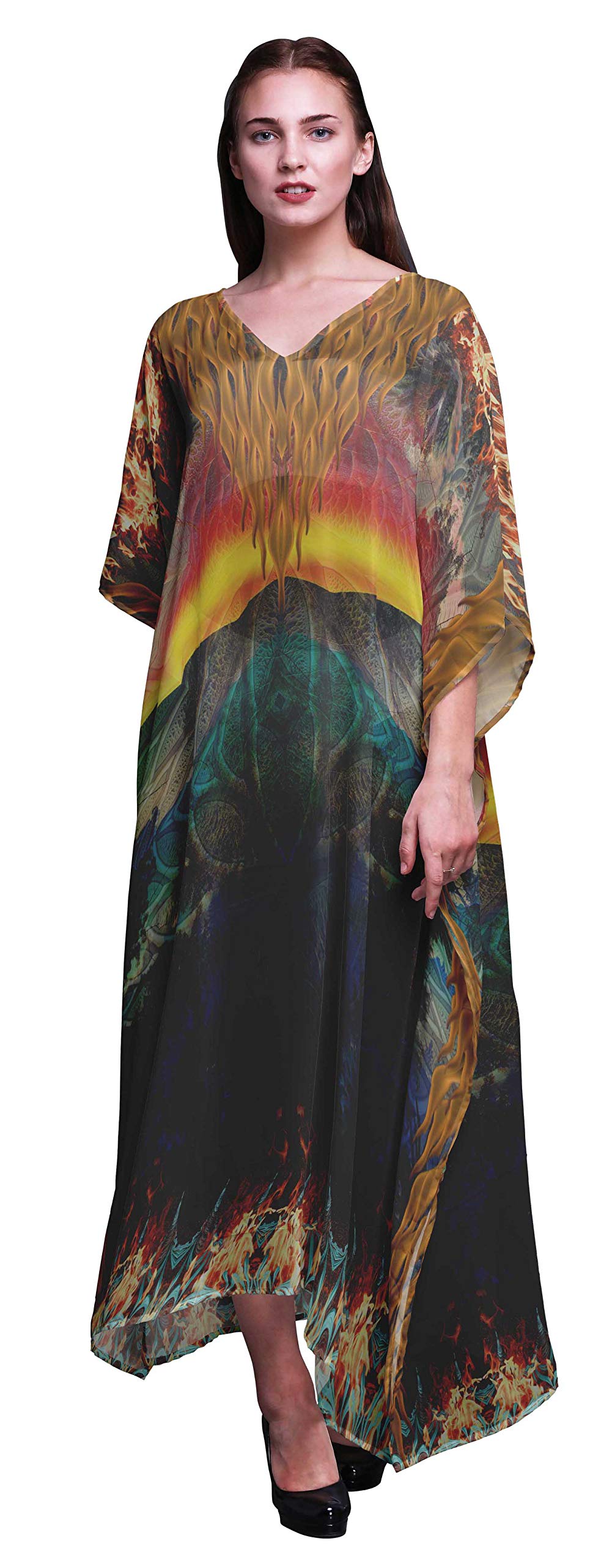 Stylish Women's Long Beach Kaftan - Flowy Bikini Cover Up Maxi Dress for Summer Vacation, Pool Party & Beach Getaway