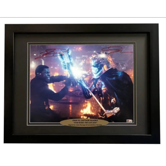 Gwendoline Christie & John Boyega Dual Signed Star Wars 11x14 Photo Framed - The Last Jedi Topps COA - Perfect for Star Wars Collectors & Movie Memorabilia Displays