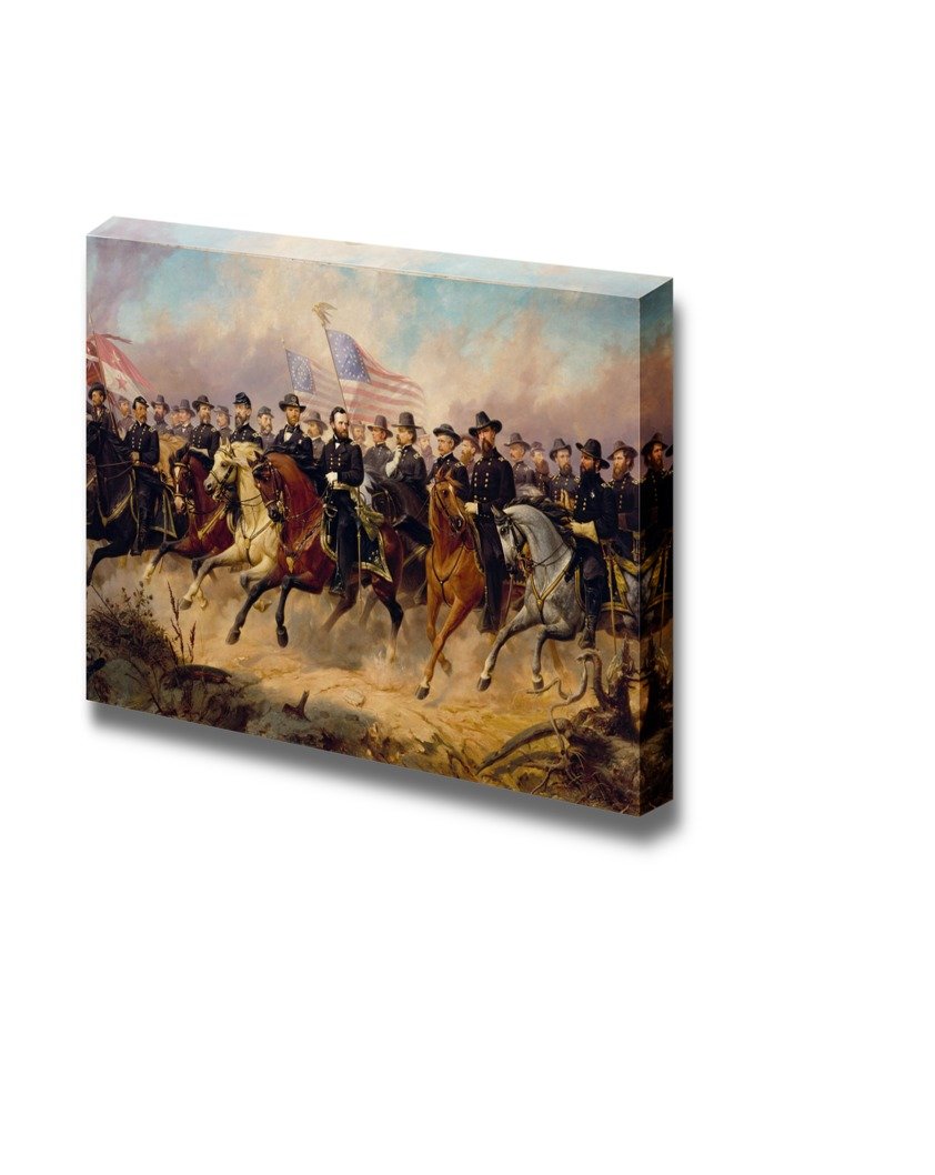 Grant and His Generals by Ole Peter Hansen Balling - Famous Historical Painting Canvas Print Wall Art - 32x48 Inches - Home & Office Decor - Living Room, Study, Library Display
