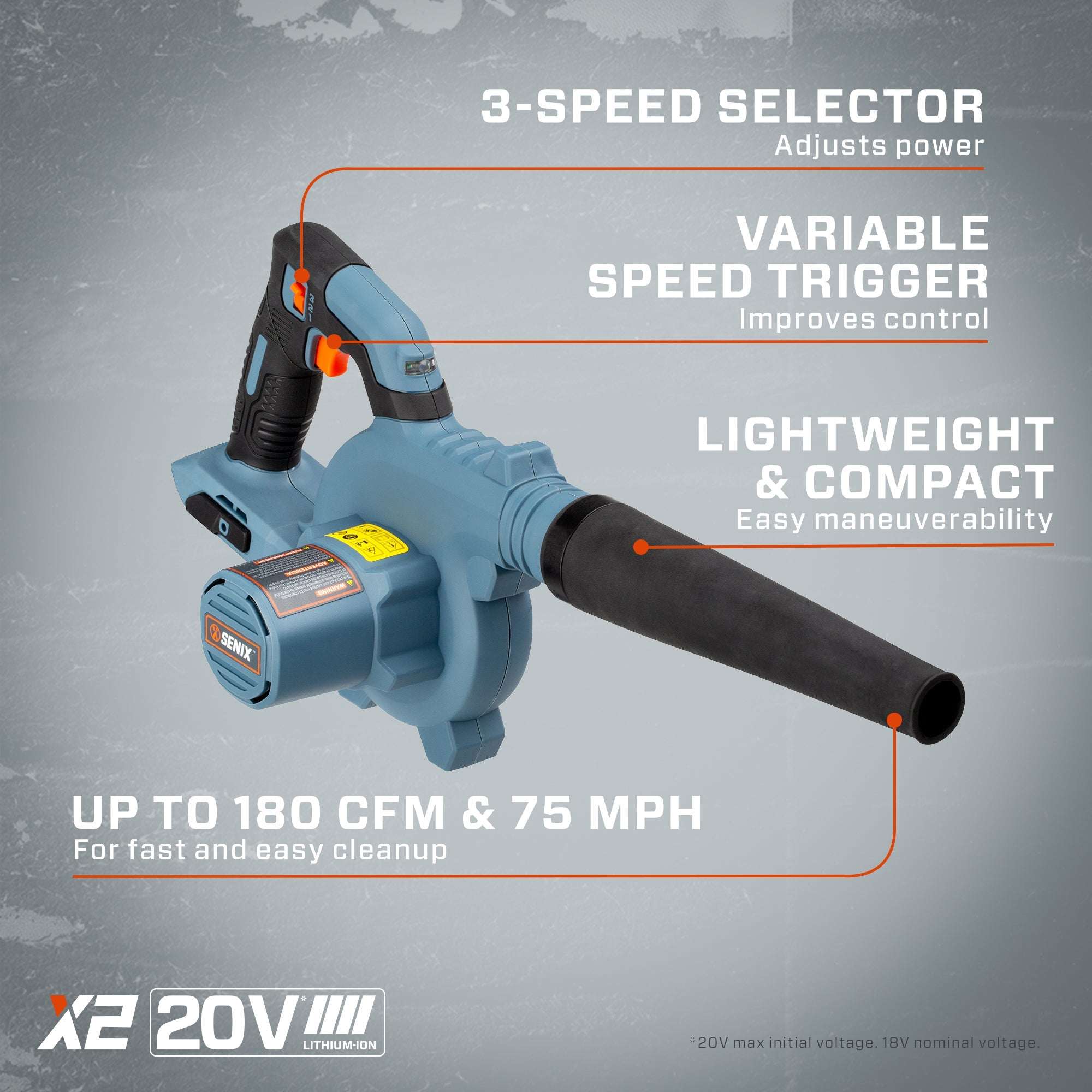 X2 20V Max Cordless Leaf Blower with 2.5Ah Battery & Charger - Powerful Battery-Powered Blower for Yard Cleanup, Driveway Clearing & Jobsite Debris Removal