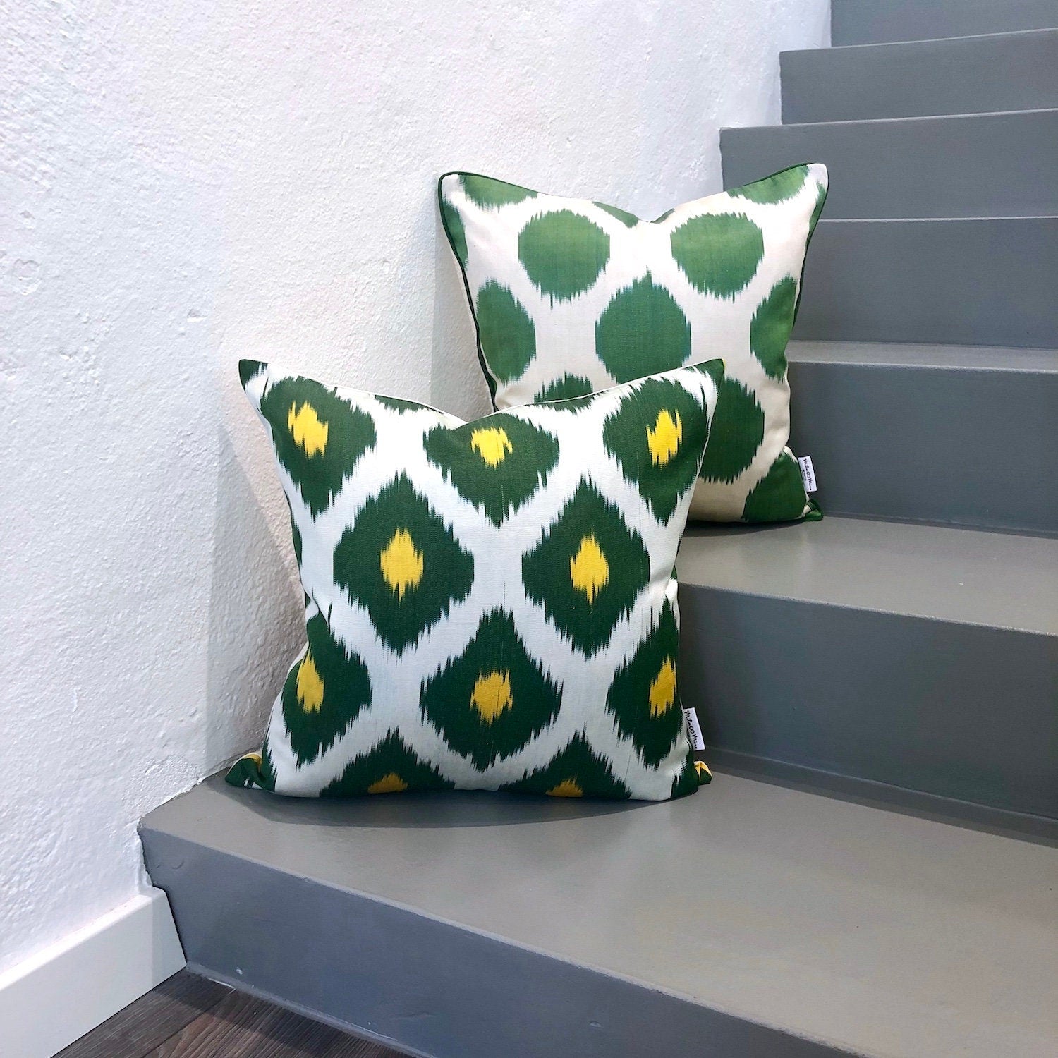 Luxury Silk Ikat Cushion Cover - Martini Pattern Home Decor | Elegant Throw Pillow for Sofa, Bed & Living Room | Perfect for Boho Chic & Modern Interior Design