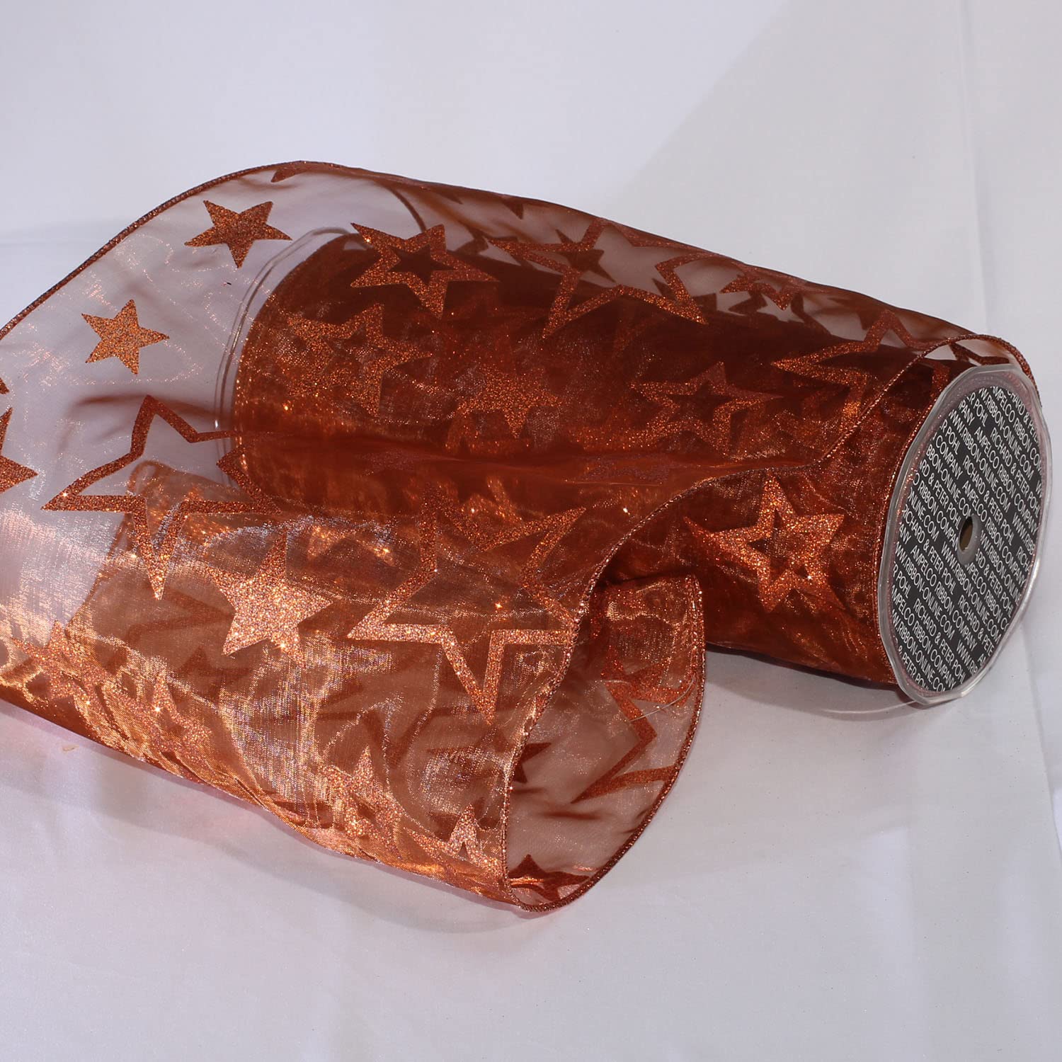 Copper Shimmering Wired Craft Ribbon - 9 Inch x 20 Yards, Metallic Sheer Ribbon for Gift Wrapping, DIY Crafts, Wedding Decorations, Scrapbooking and Party Decor