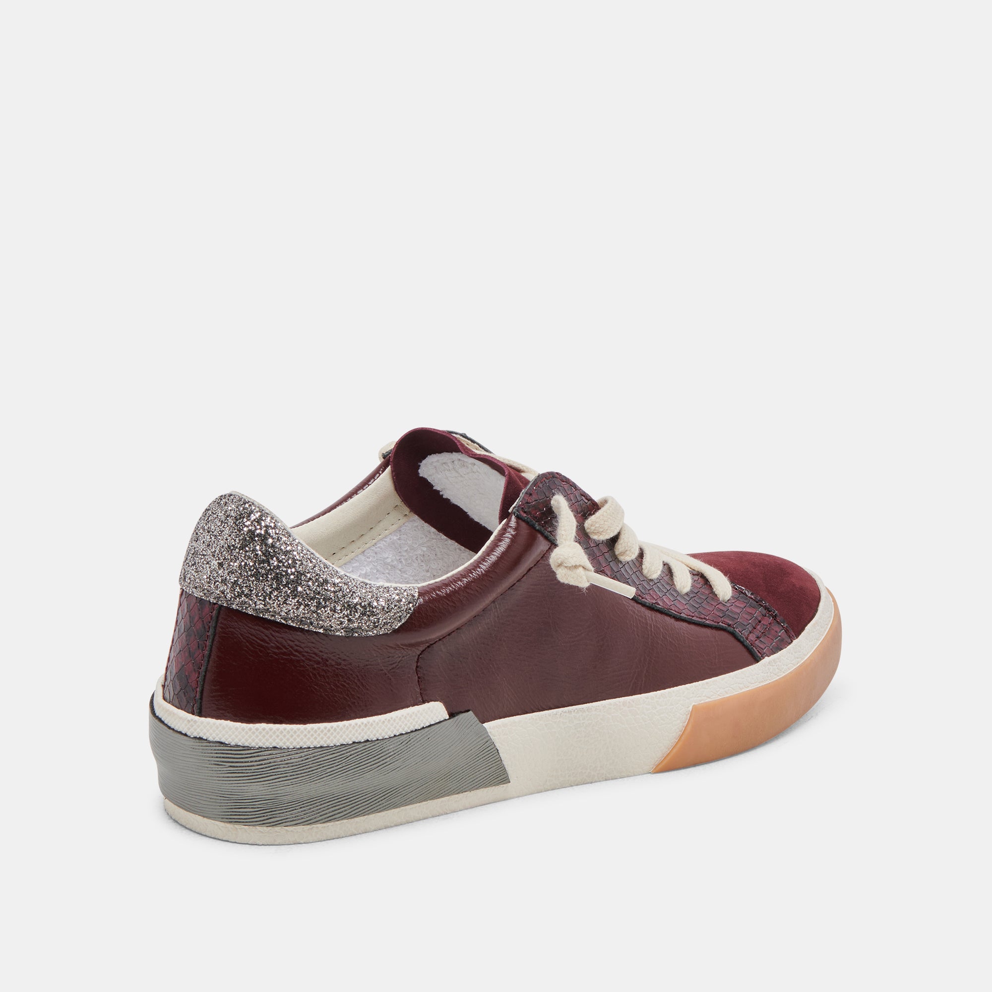 ZINA Women's Burgundy Crinkle Patent Leather Sneakers - Stylish & Comfortable for Casual Wear, Work & Everyday Fashion