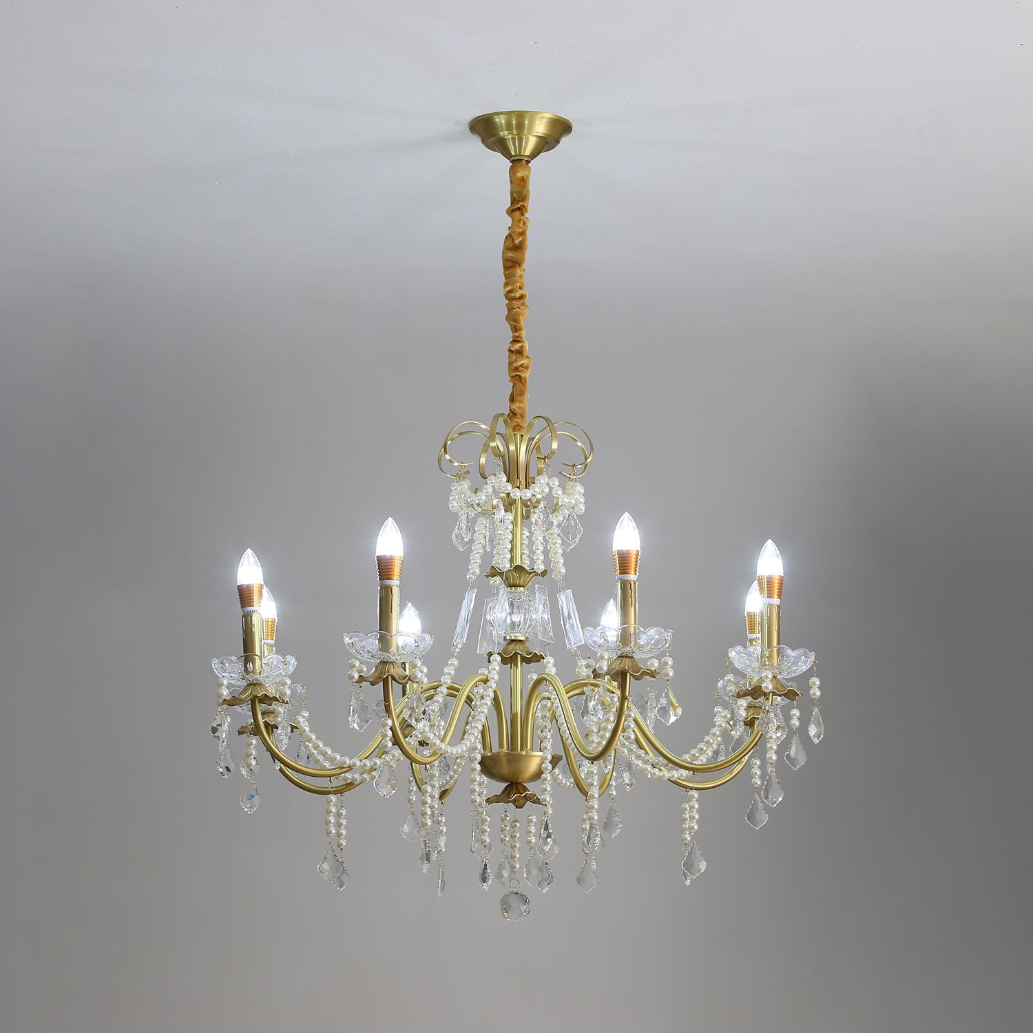Elegant Crystal Pearl Chandelier - Modern Luxury Ceiling Light Fixture for Dining Room, Bedroom & Living Room Decor | Perfect for Weddings, Home Renovation & Interior Design